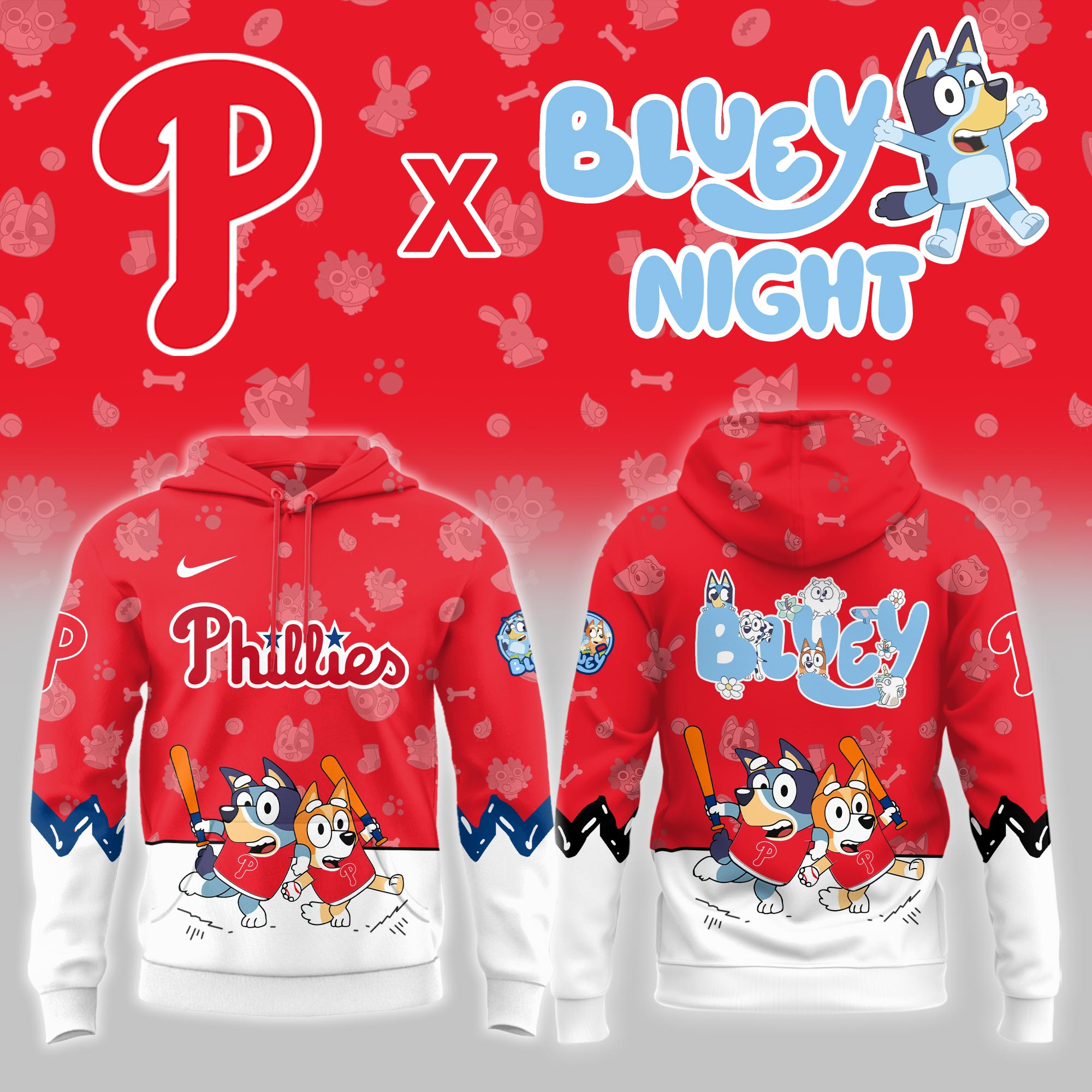Philadelphia Phillies Bluey Night Game Limited Hoodie PT68418