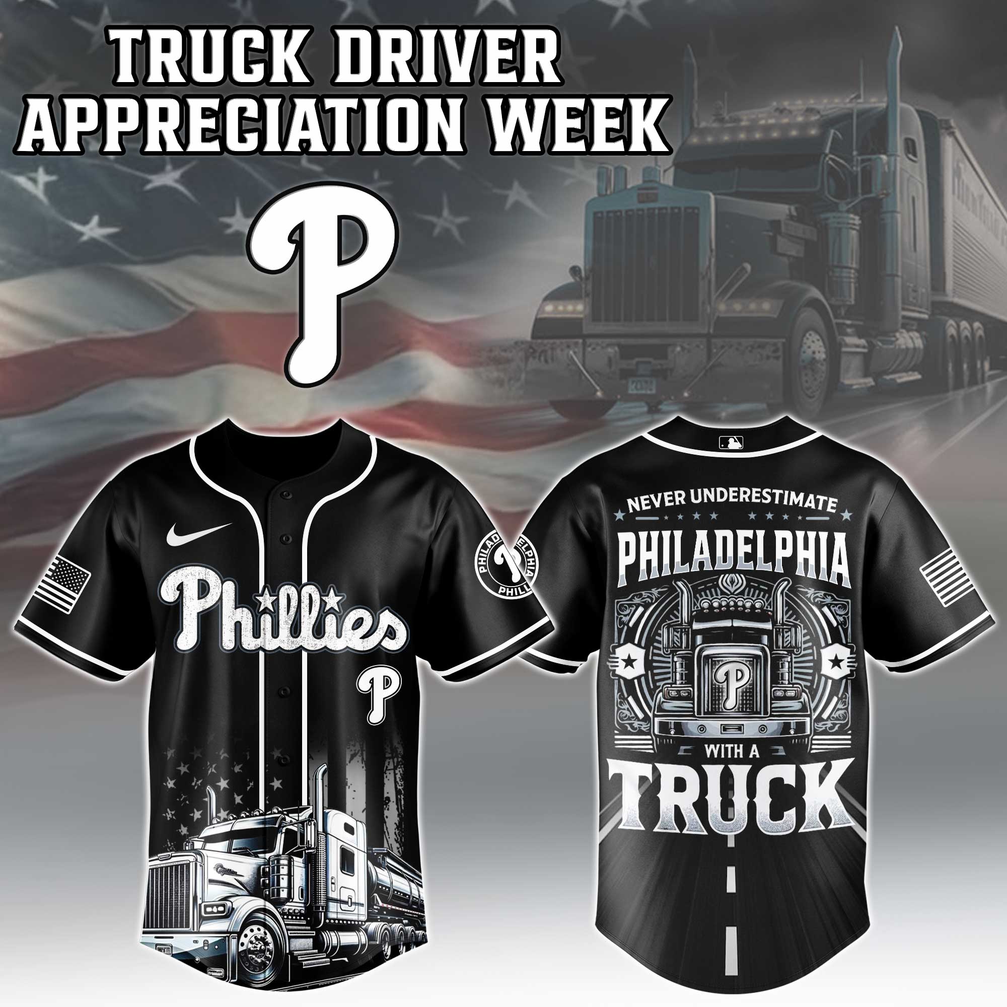 Philadelphia Phillies Mlb X Nation Truck Driver Appreciation Week Limited Edition Jersey 2025 PT68114