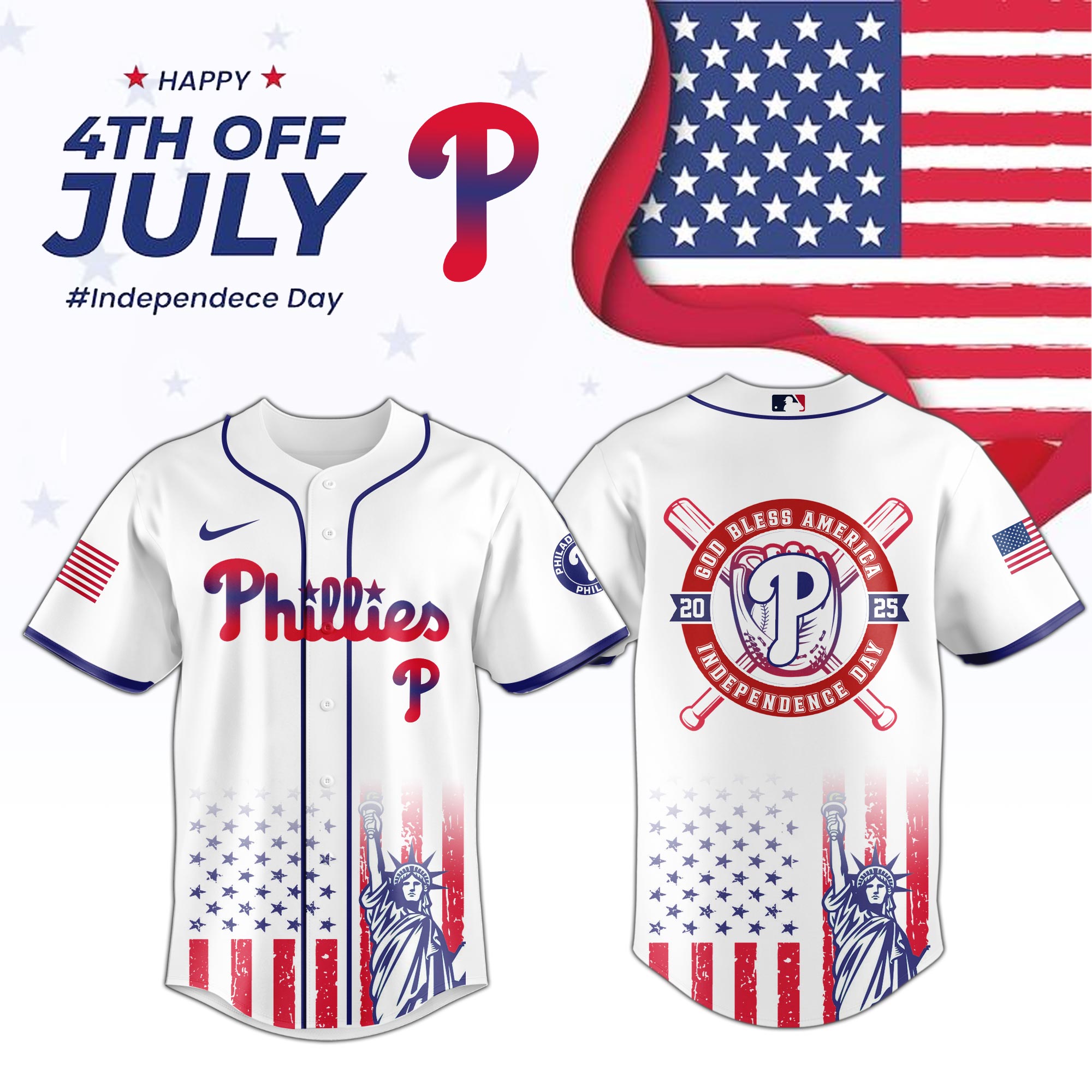 Philadelphia Phillies Special Independence Day Limited Edition Jersey PT68868