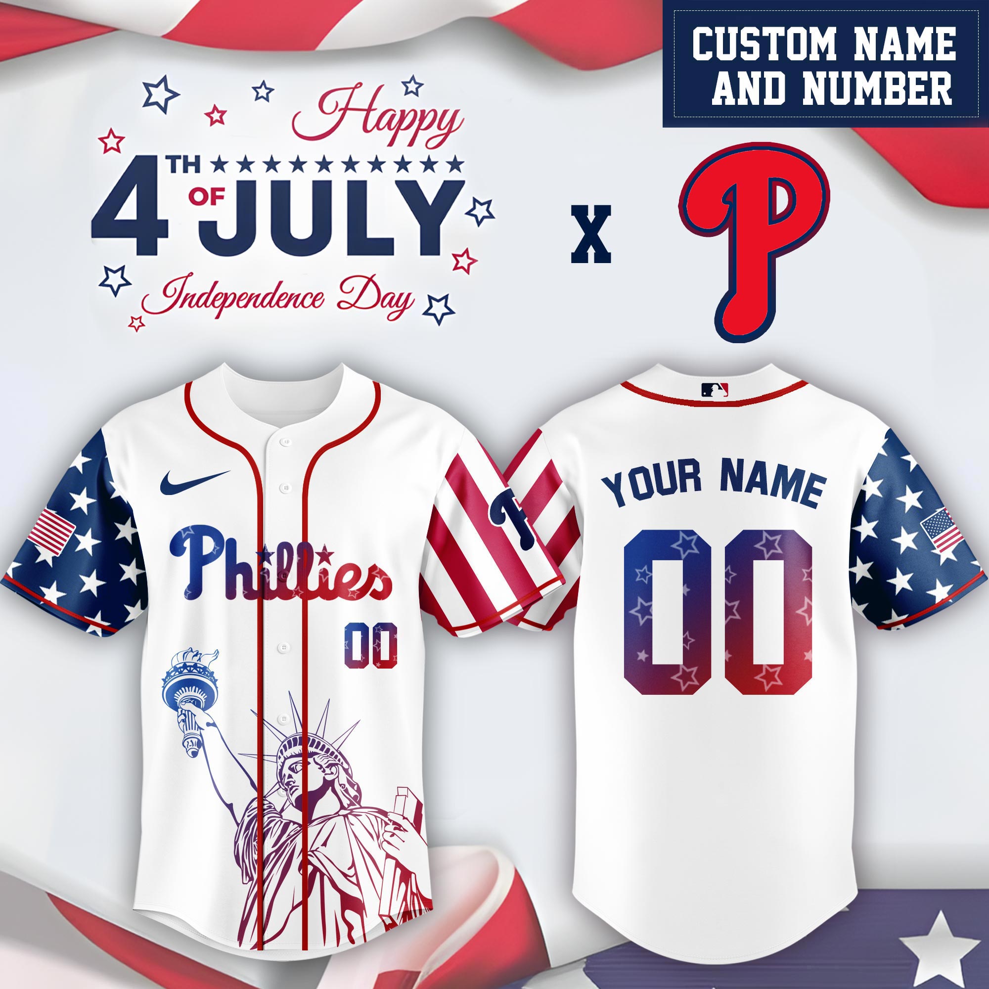 Philadelphia Phillies Special Independence Day Limited Edition Jersey #2 PT68869
