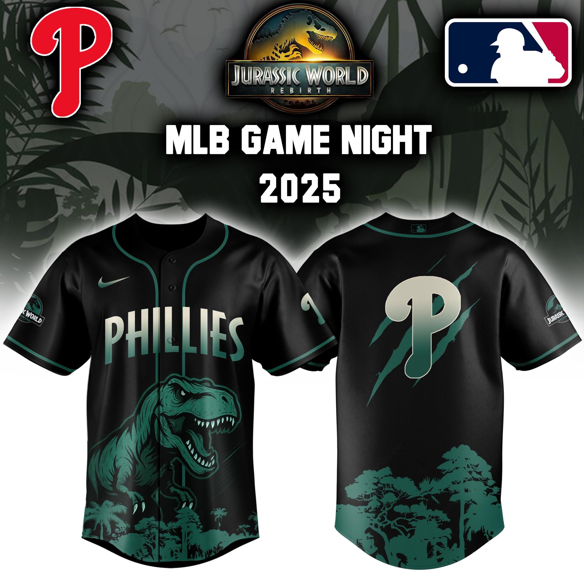 Philadelphia Phillies X Jurassic World Baseball Jersey Colab 2025 Editons Limited PT70212