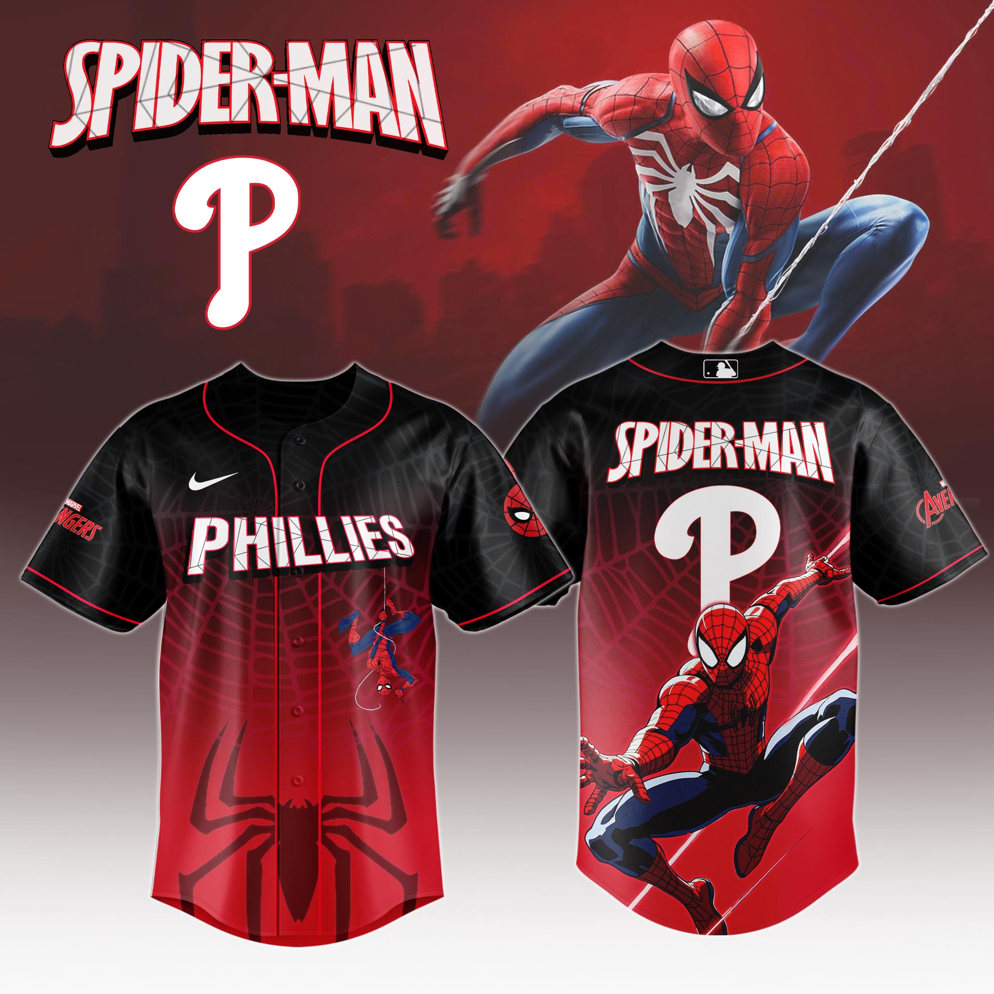 Philadelphia Phillies X Spider Man Game Night Special Edition Jersey MS06540