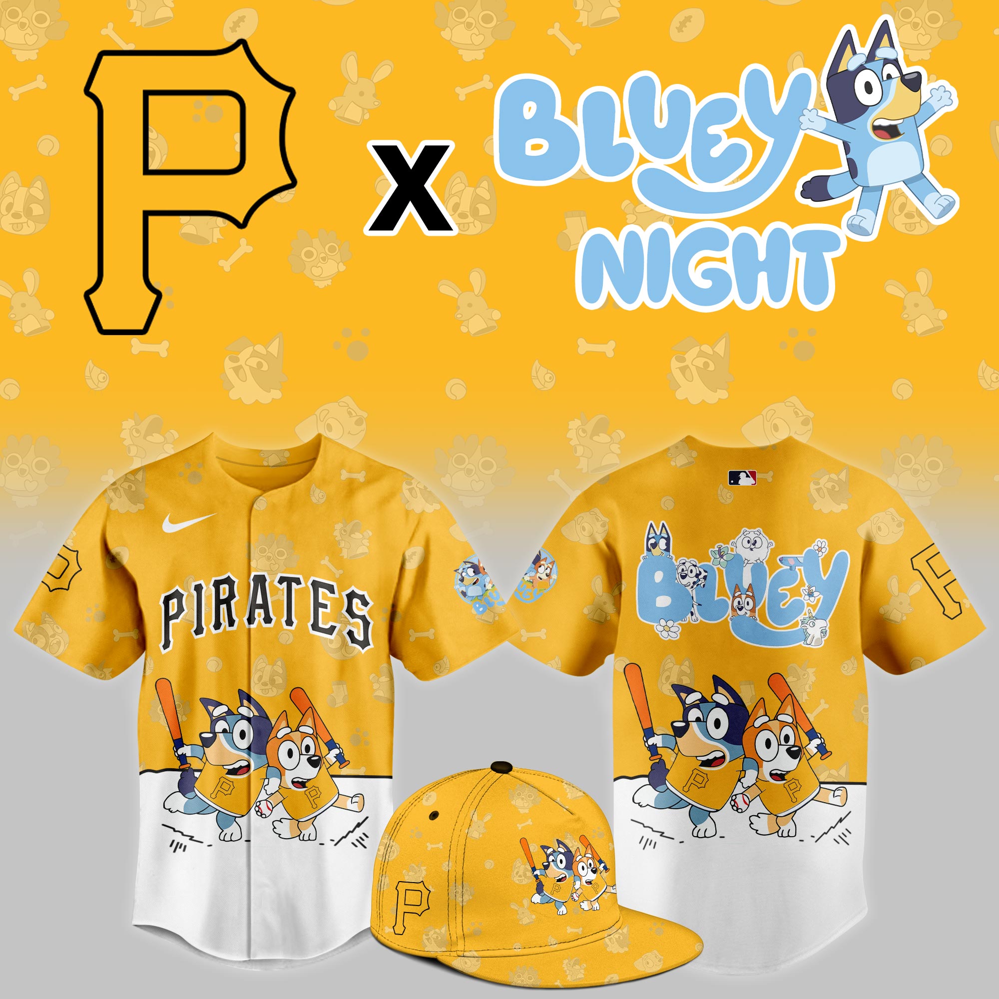 Pittsburgh Pirates 2025 Bluey Night Event Limited Jersey PT68360