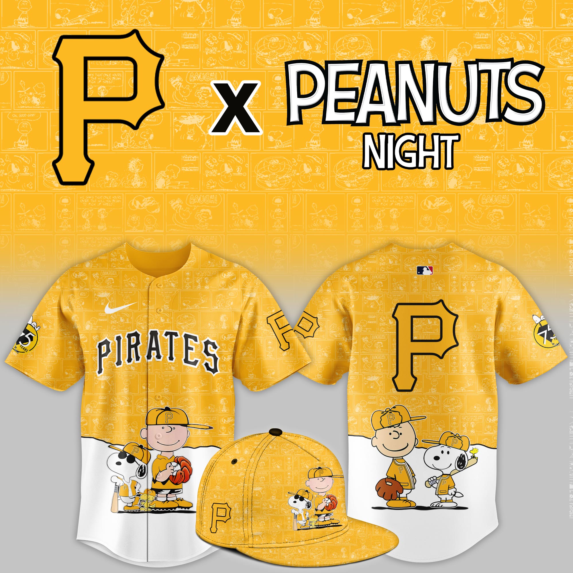 Pittsburgh Pirates 2025 Peanuts Night Limited Jersey PT68390
