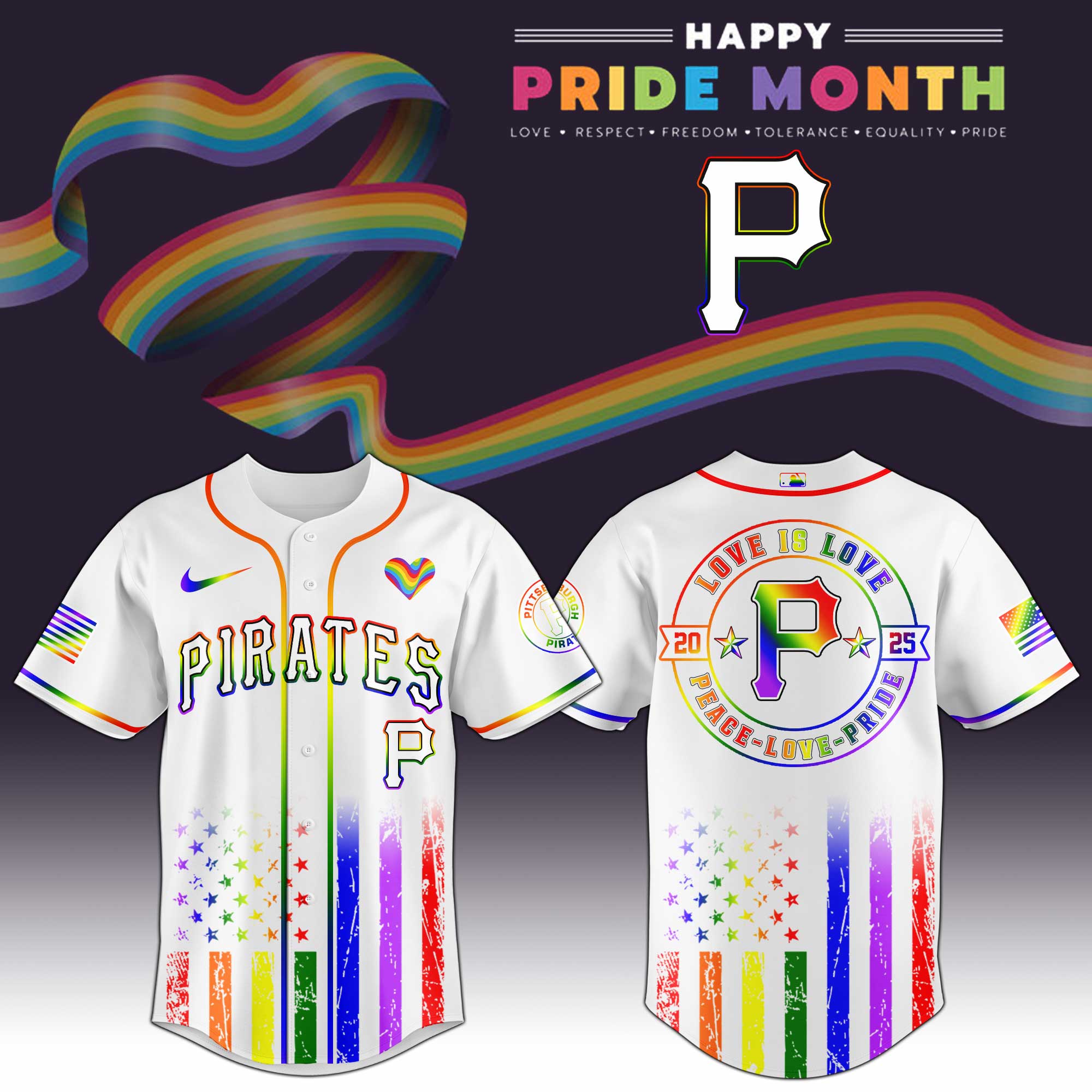 Pittsburgh Pirates Mlb X Happy Pride Month Limited Edition Jersey 2025 PT68145