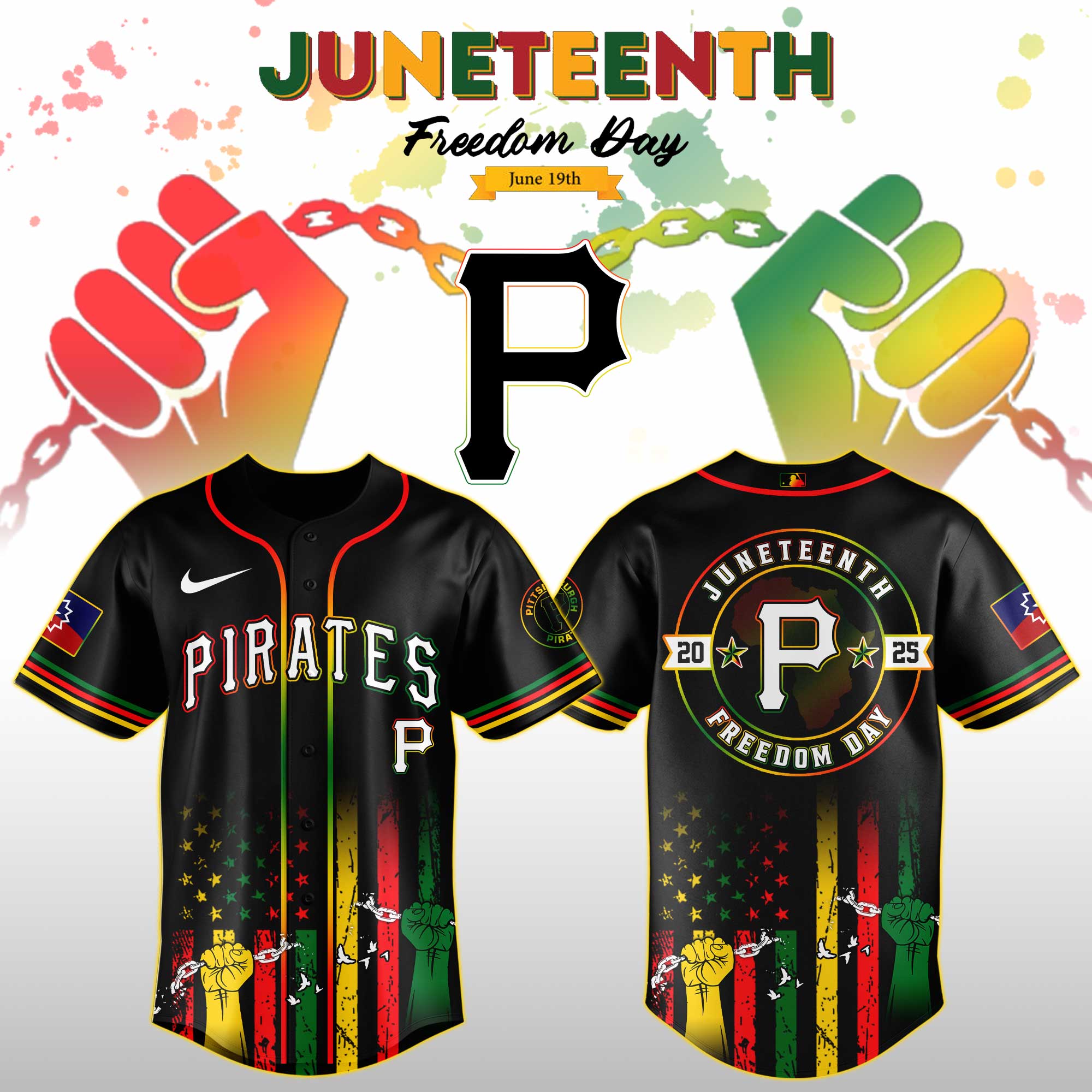 Pittsburgh Pirates Mlb X Juneteenth Day Jersey Edition Jersey 2025 PT67727
