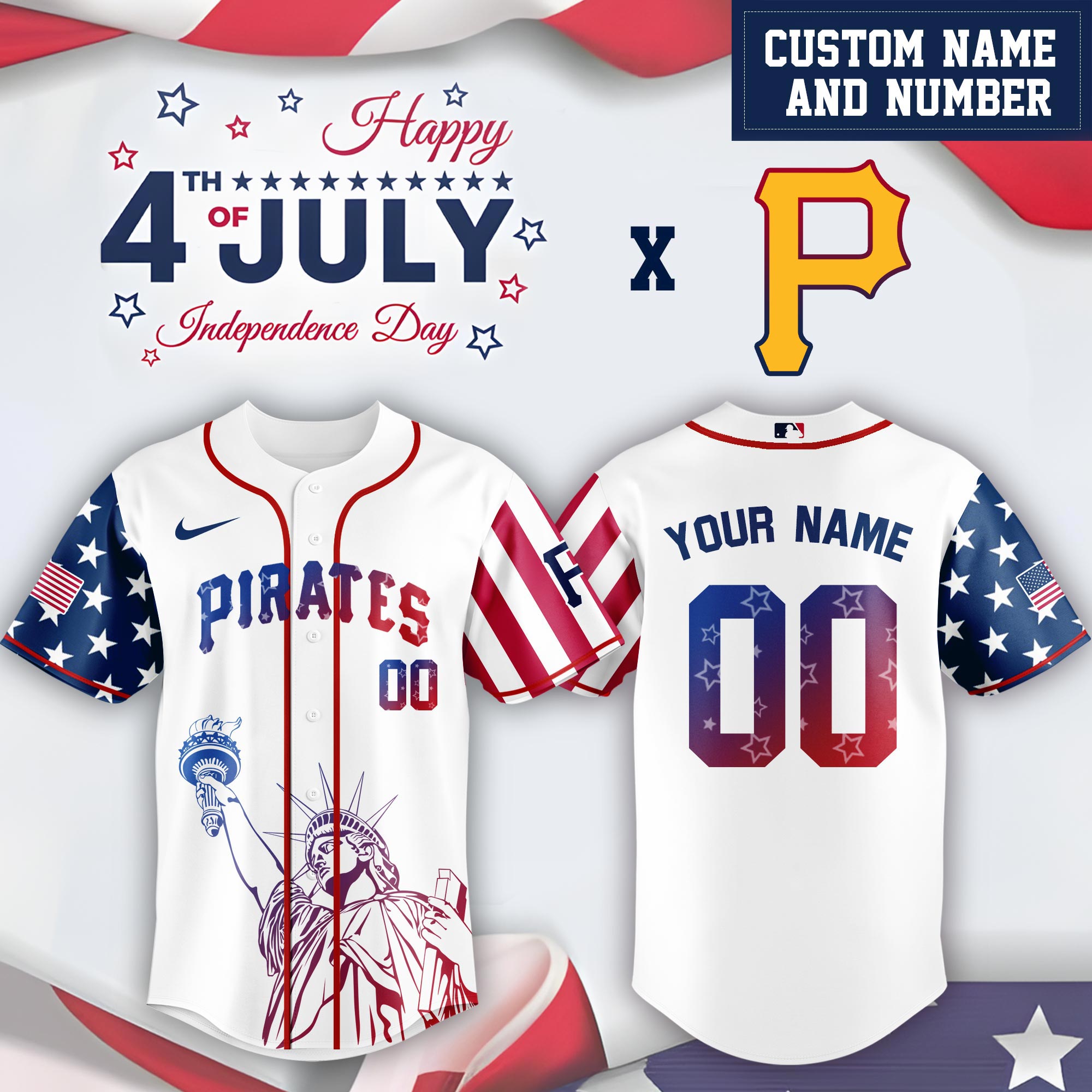 Pittsburgh Pirates Special Independence Day Limited Edition Jersey #2 PT68895