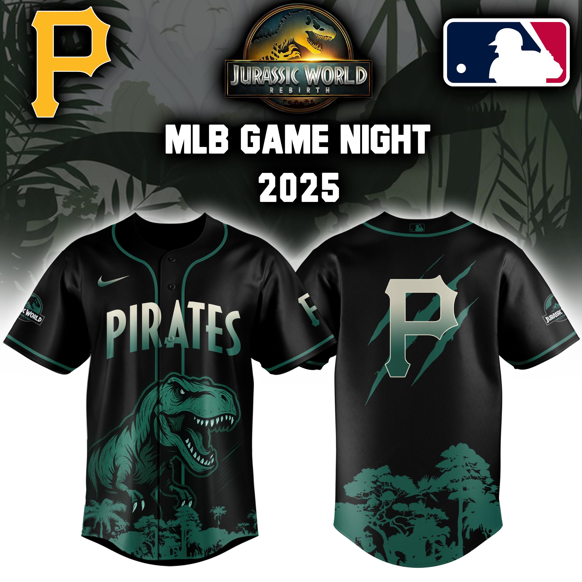 Pittsburgh Pirates X Jurassic World Baseball Jersey Colab 2025 Editons Limited PT70216