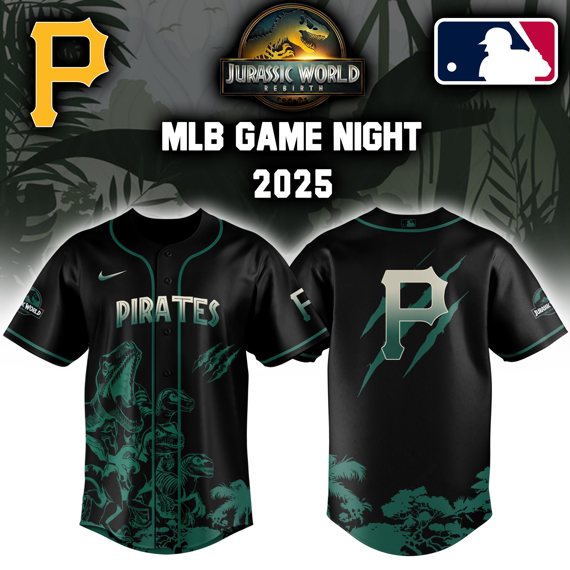 Pittsburgh Pirates X Jurassic World Baseball Jersey Colab 2025 Editons Limited V2 PT70217