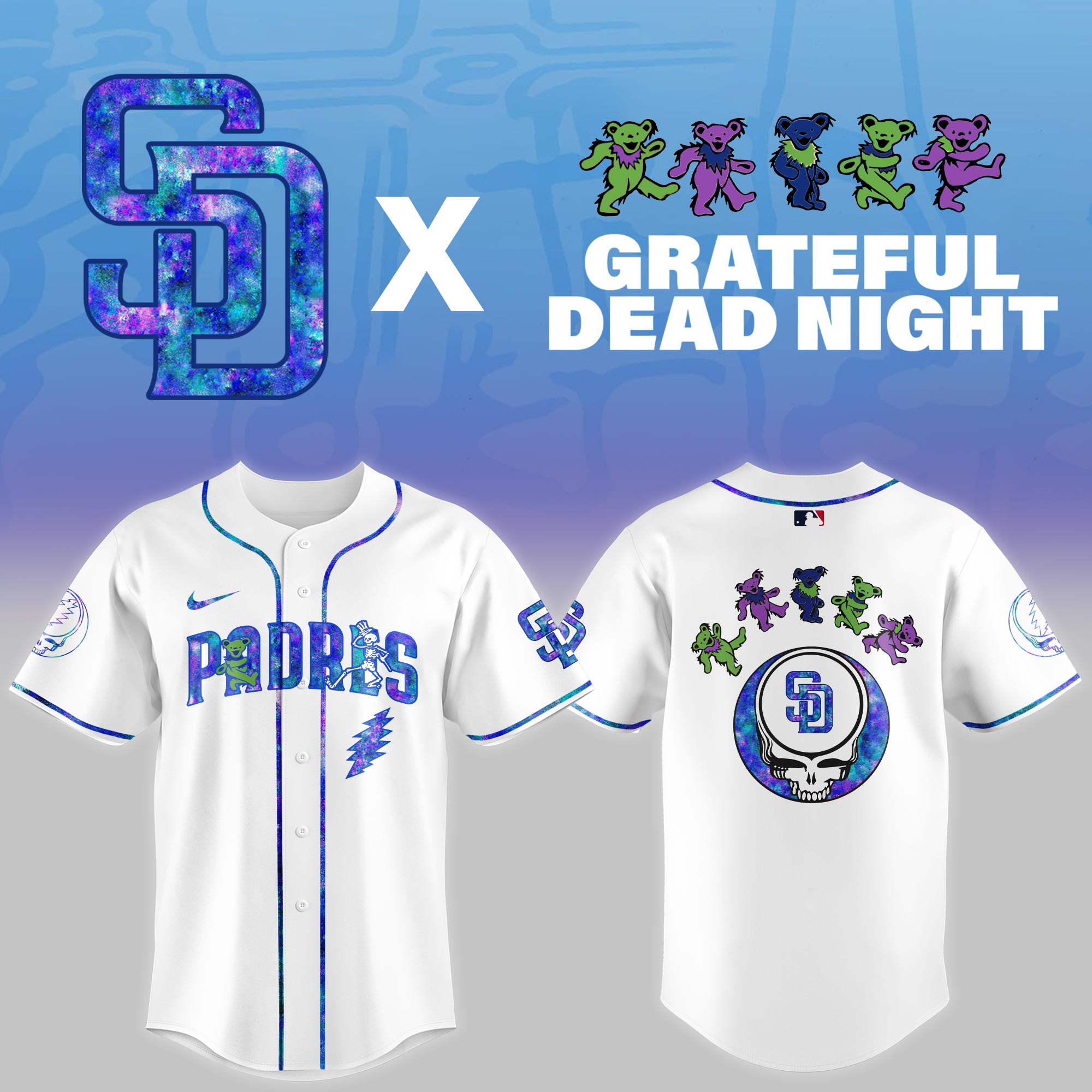 San Diego Padres 2025 Grateful Dead Night Limited Jersey PT68332