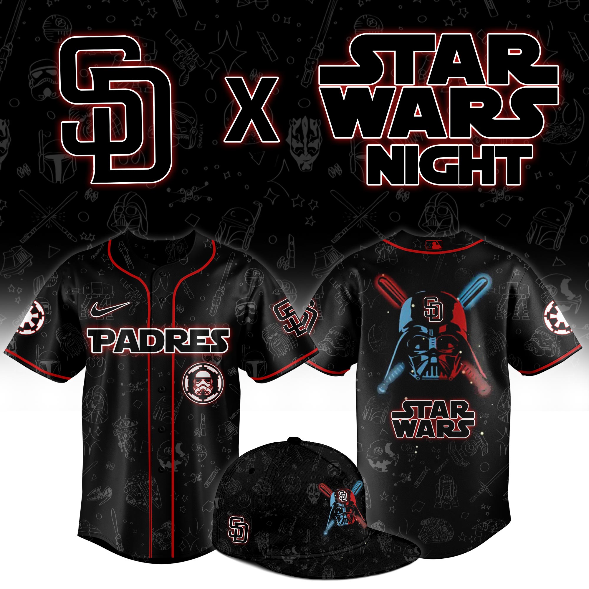 San Diego Padres 2025 Star Wars Night Game Limited Jersey MS06579