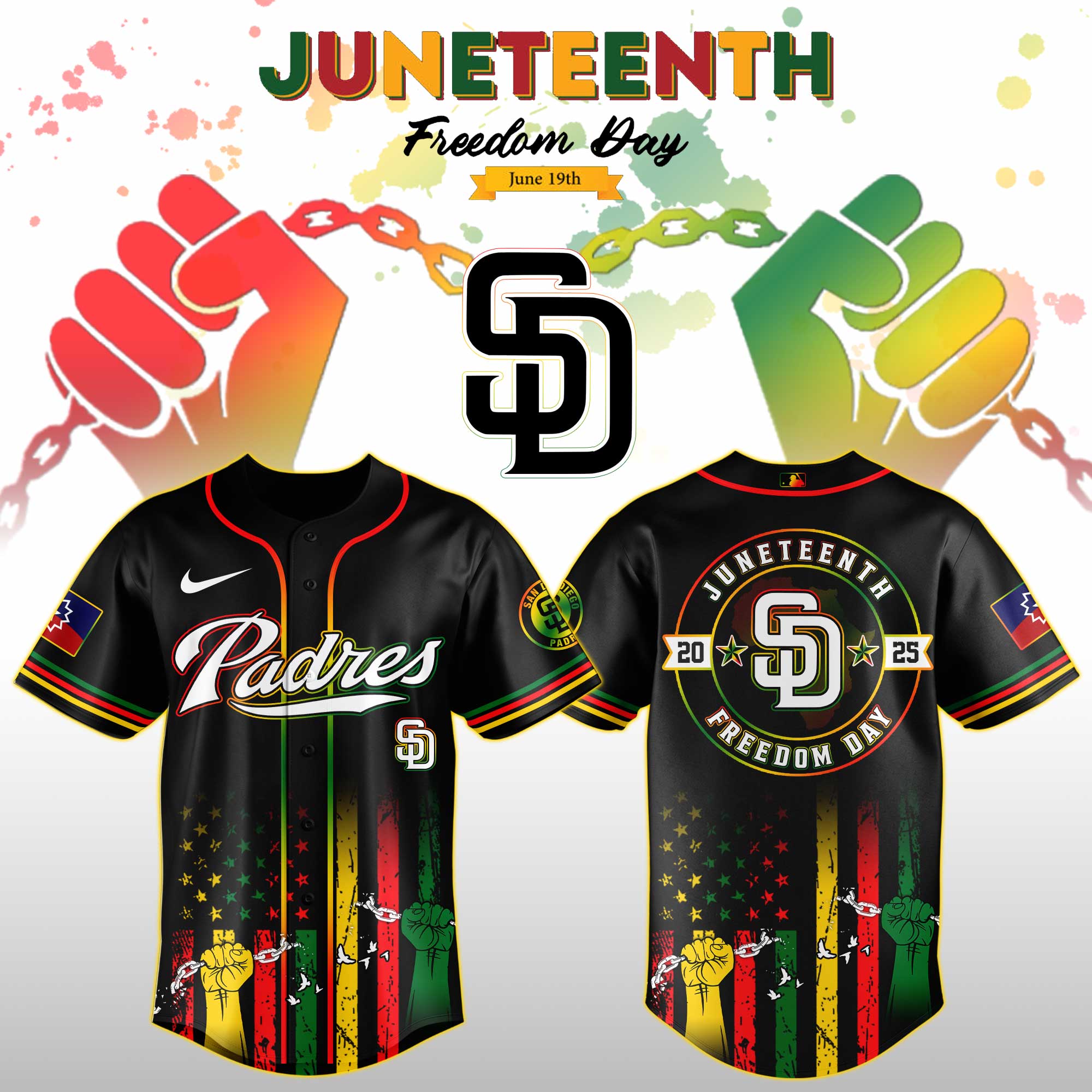 San Diego Padres Mlb X Juneteenth Day Jersey Edition Jersey 2025 PT67719