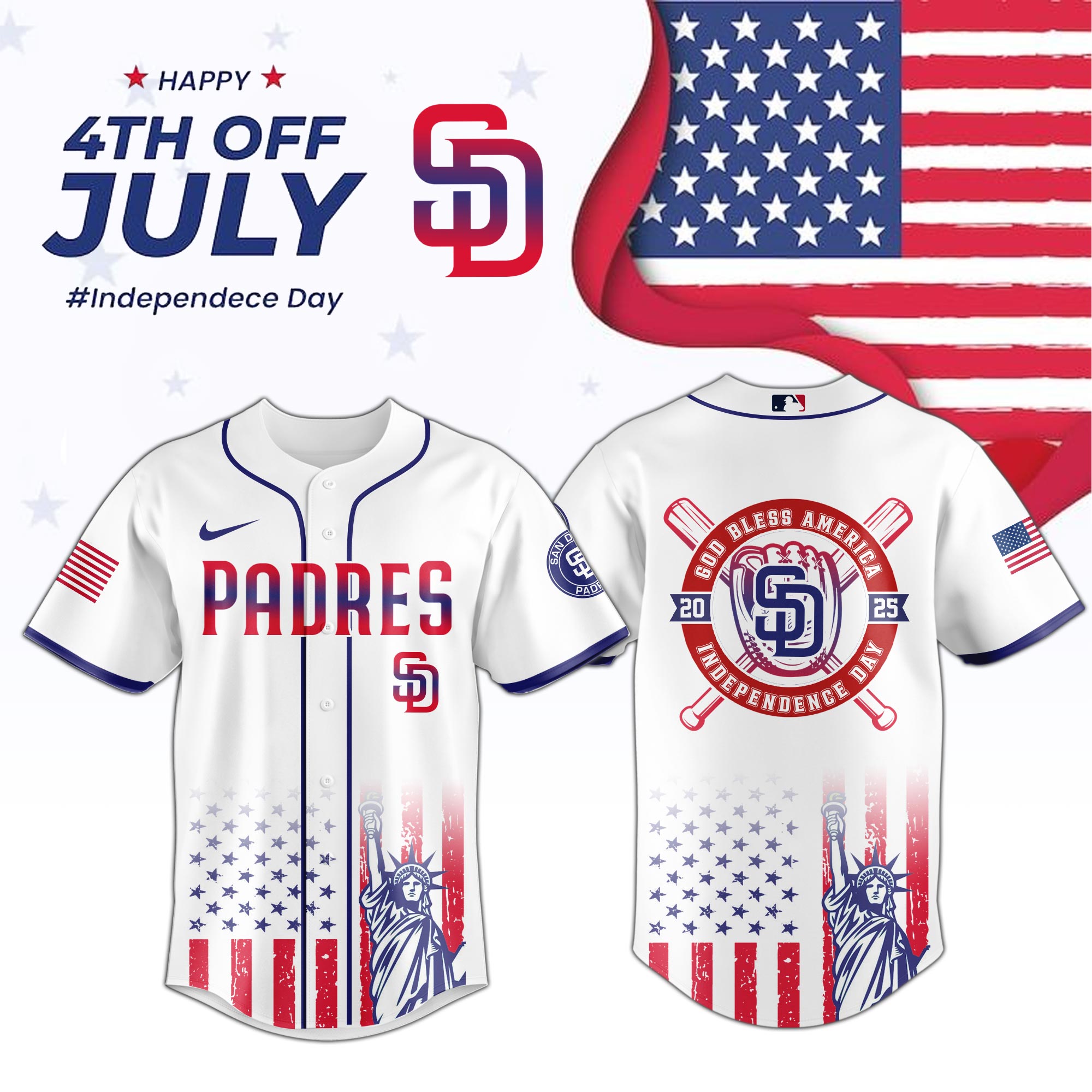 San Diego Padres Special Independence Day Limited Edition Jersey PT68896