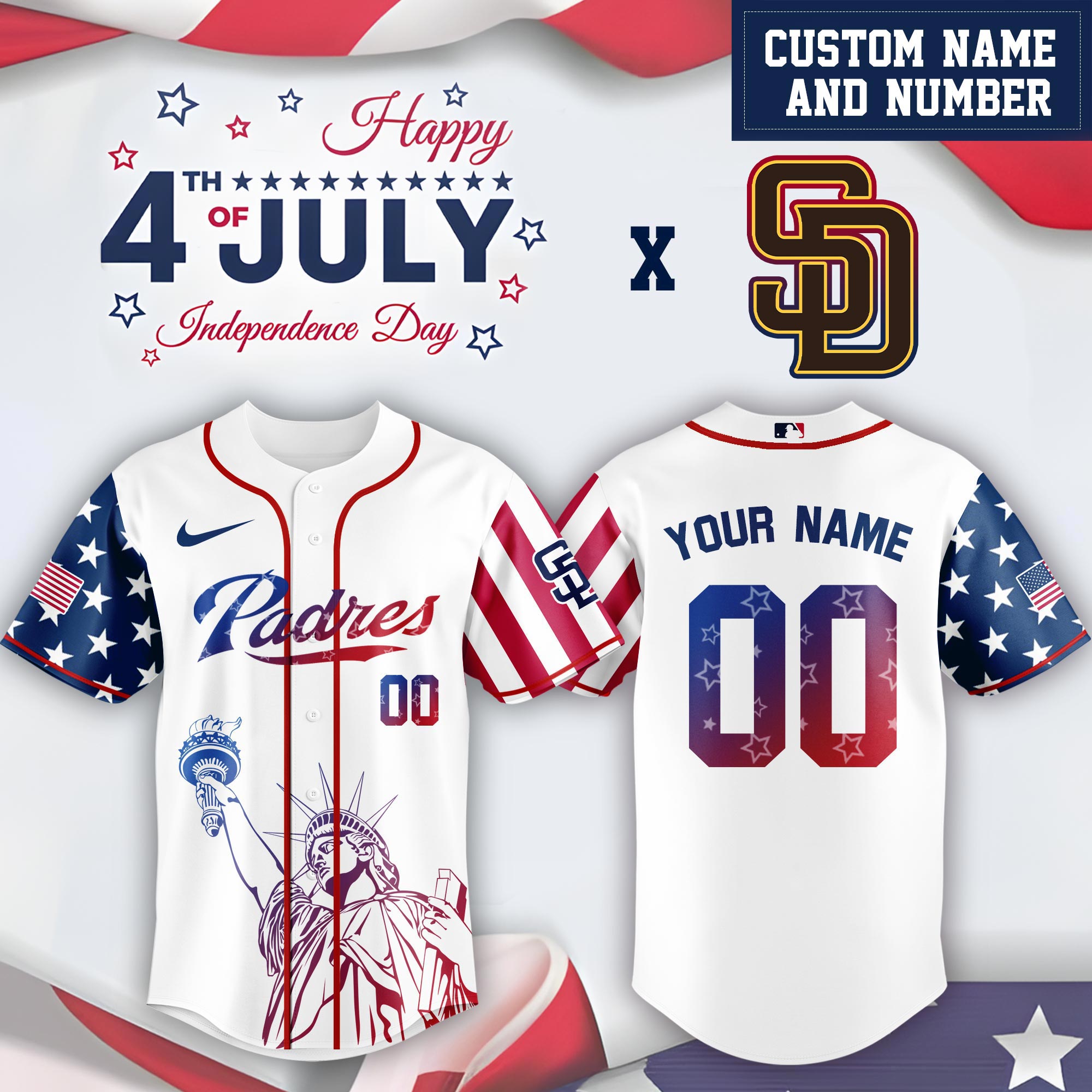 San Diego Padres Special Independence Day Limited Edition Jersey #2 PT68897