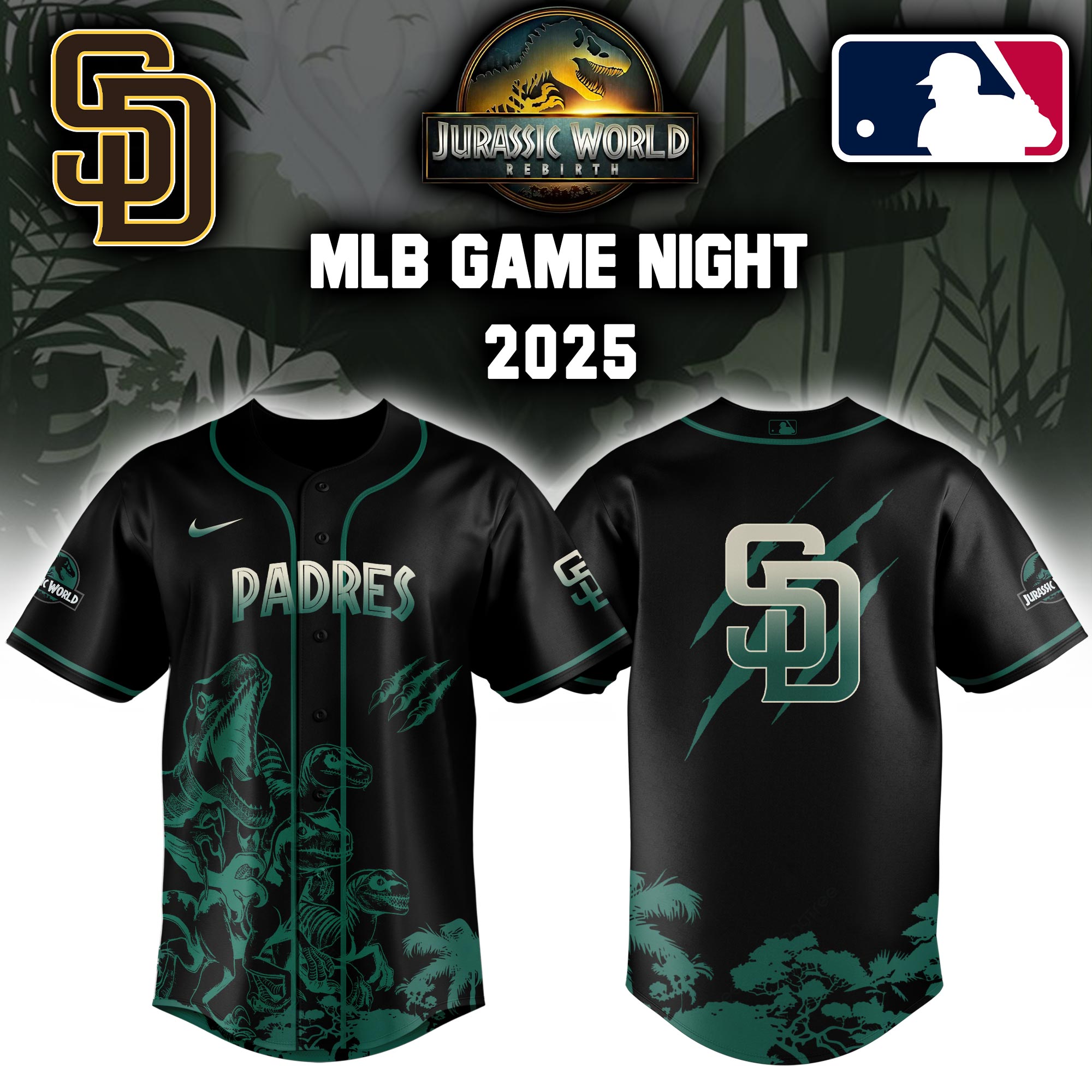 San Diego Padres X Jurassic World Baseball Jersey Colab 2025 Editons Limited V2 PT70137