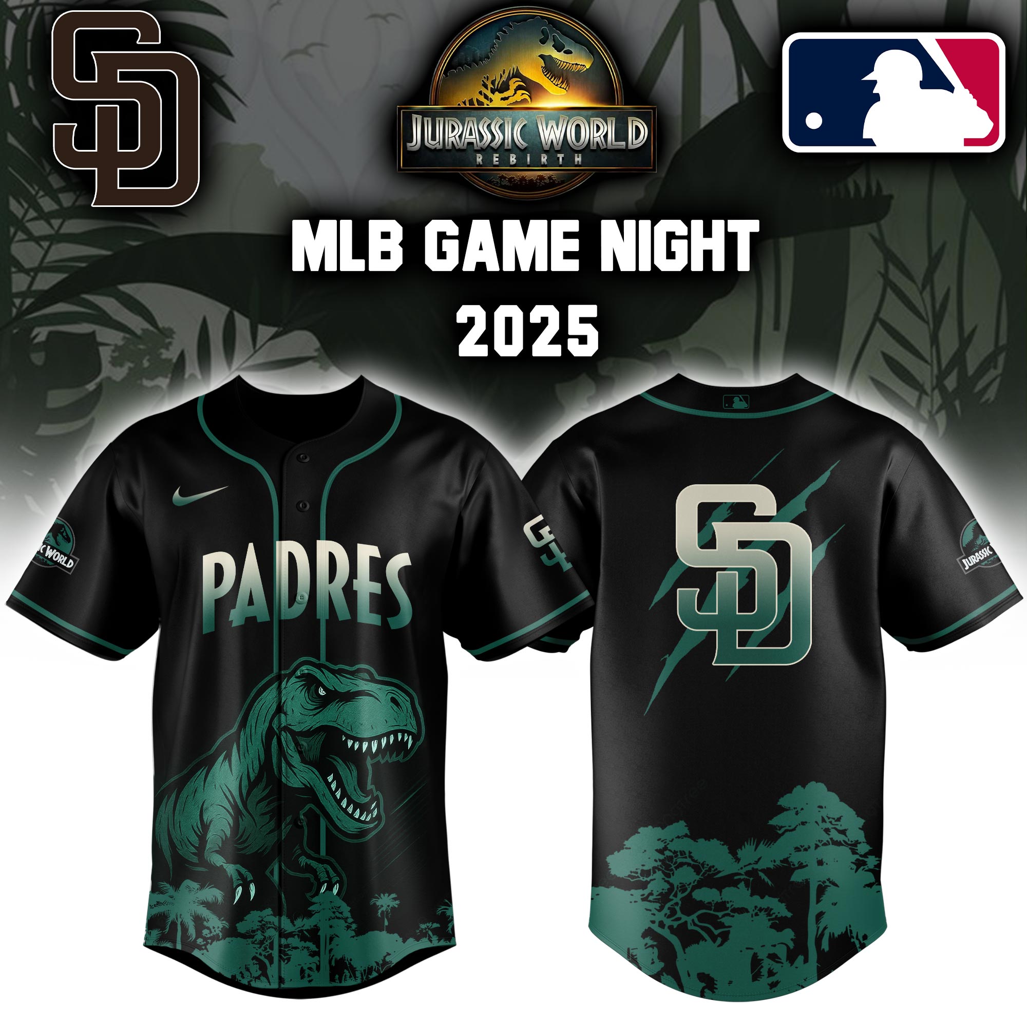 San Diego Padres X Jurassic World Baseball Jersey Colab 2025 Editons Limited PT70136