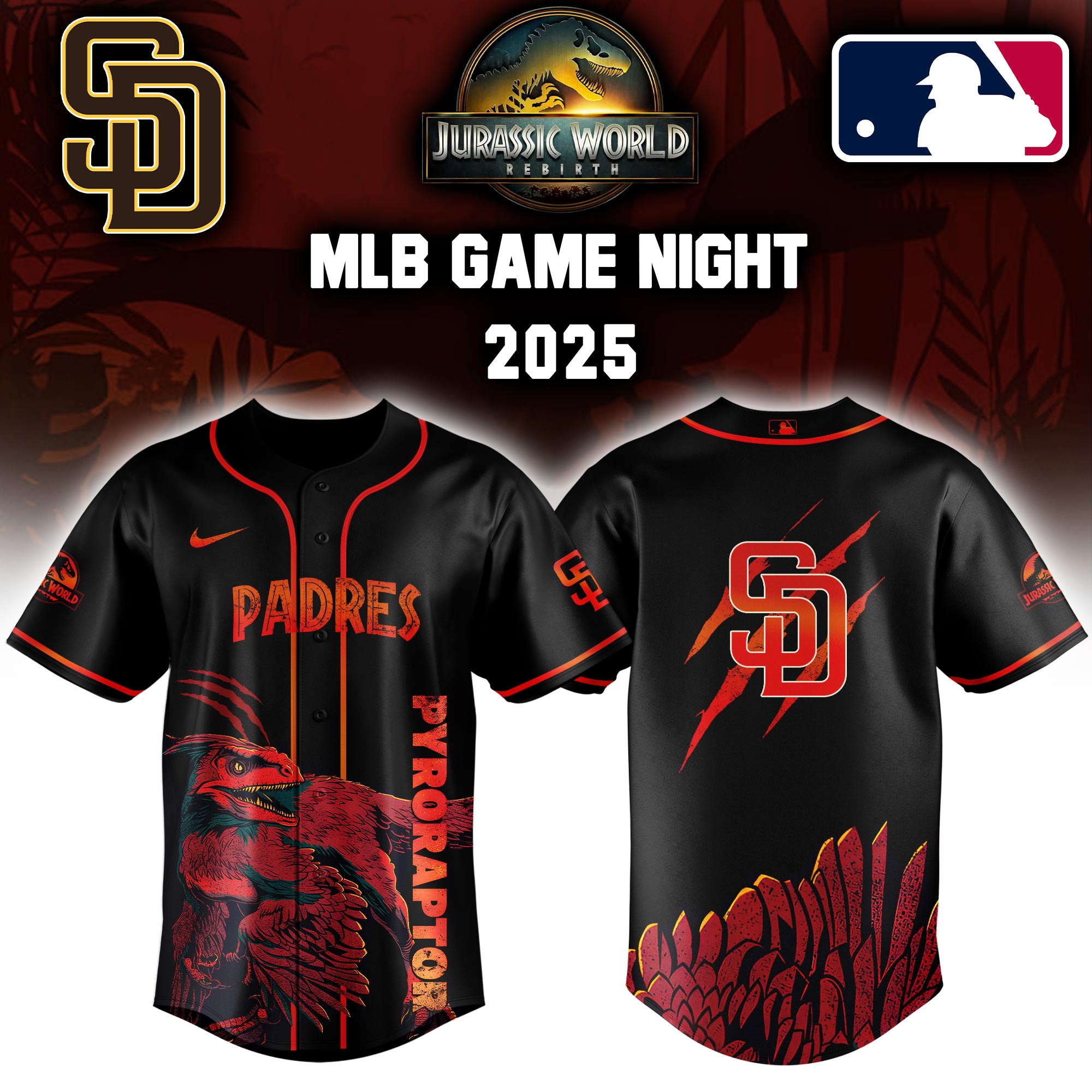 San Diego Padres X Jurassic World Baseball Jersey Colab 2025 Editons Limited V3 PT70138