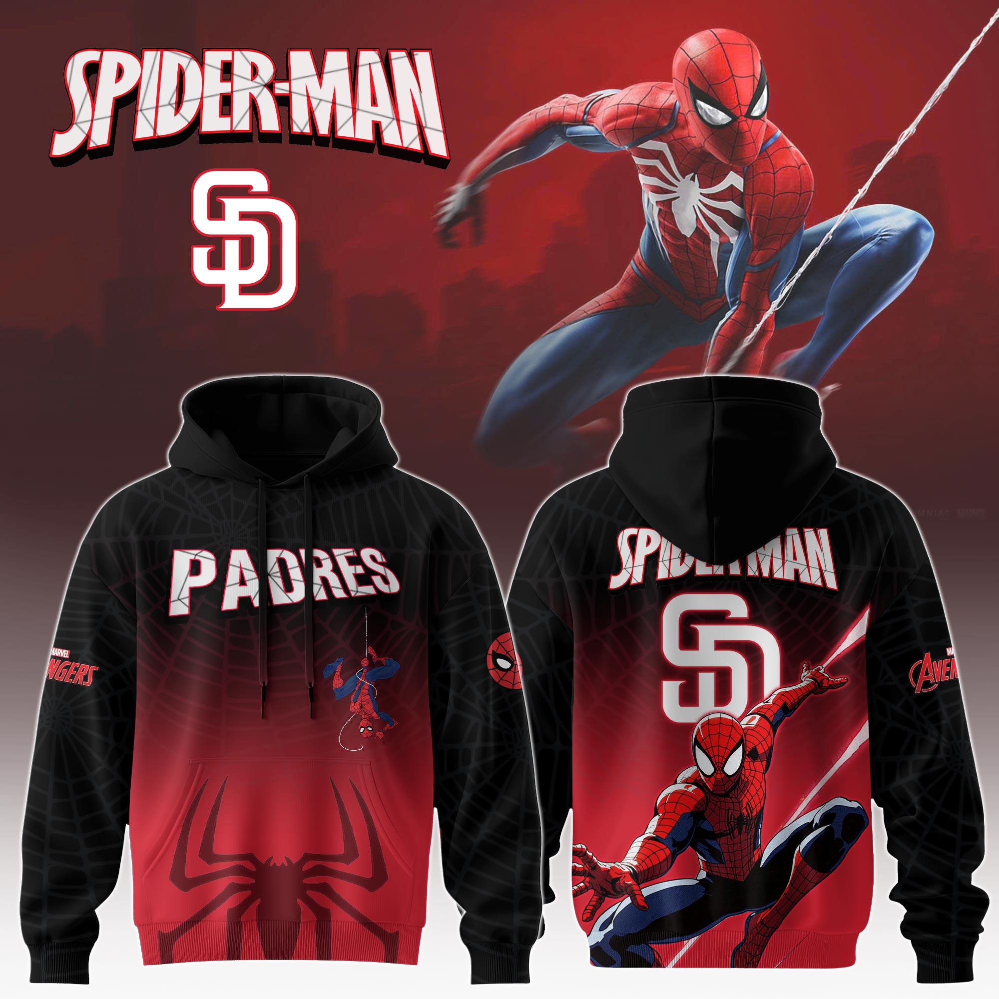 San Diego Padres X Spider Man Game Night Special Edition Hoodie MS06526