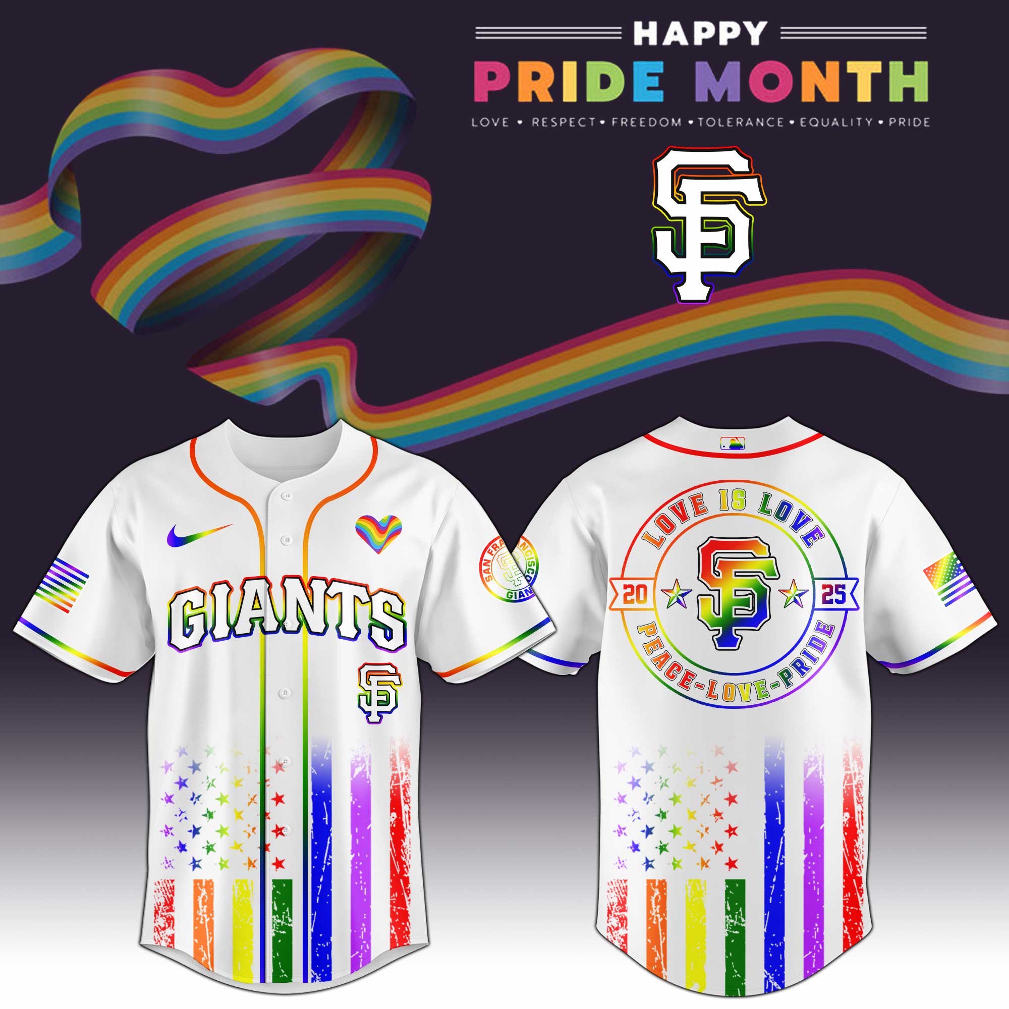 San Francisco Giants Mlb X Happy Pride Month Limited Edition Jersey 2025 PT68147