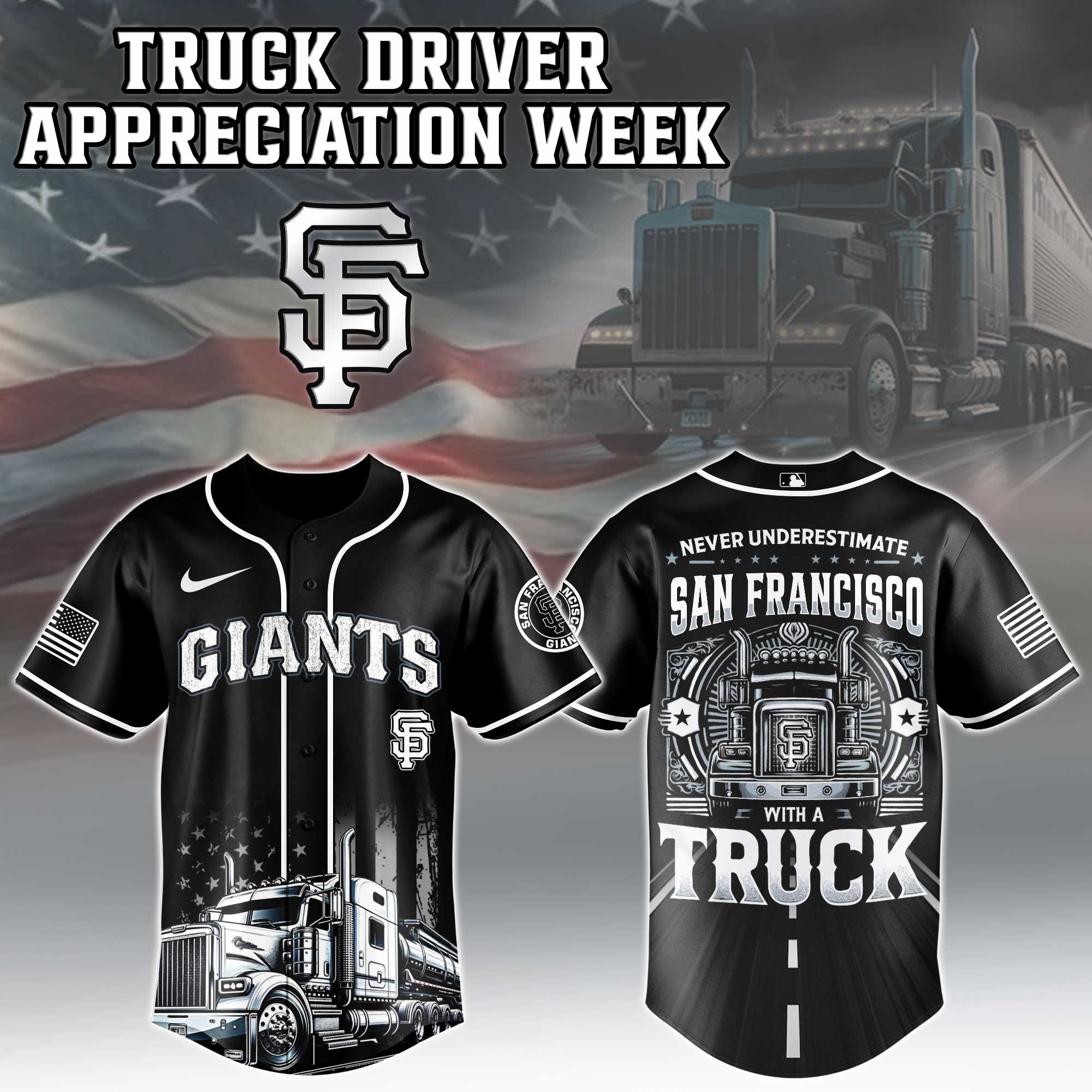 San Francisco Giants Mlb X Nation Truck Driver Appreciation Week Limited Edition Jersey 2025 PT68117