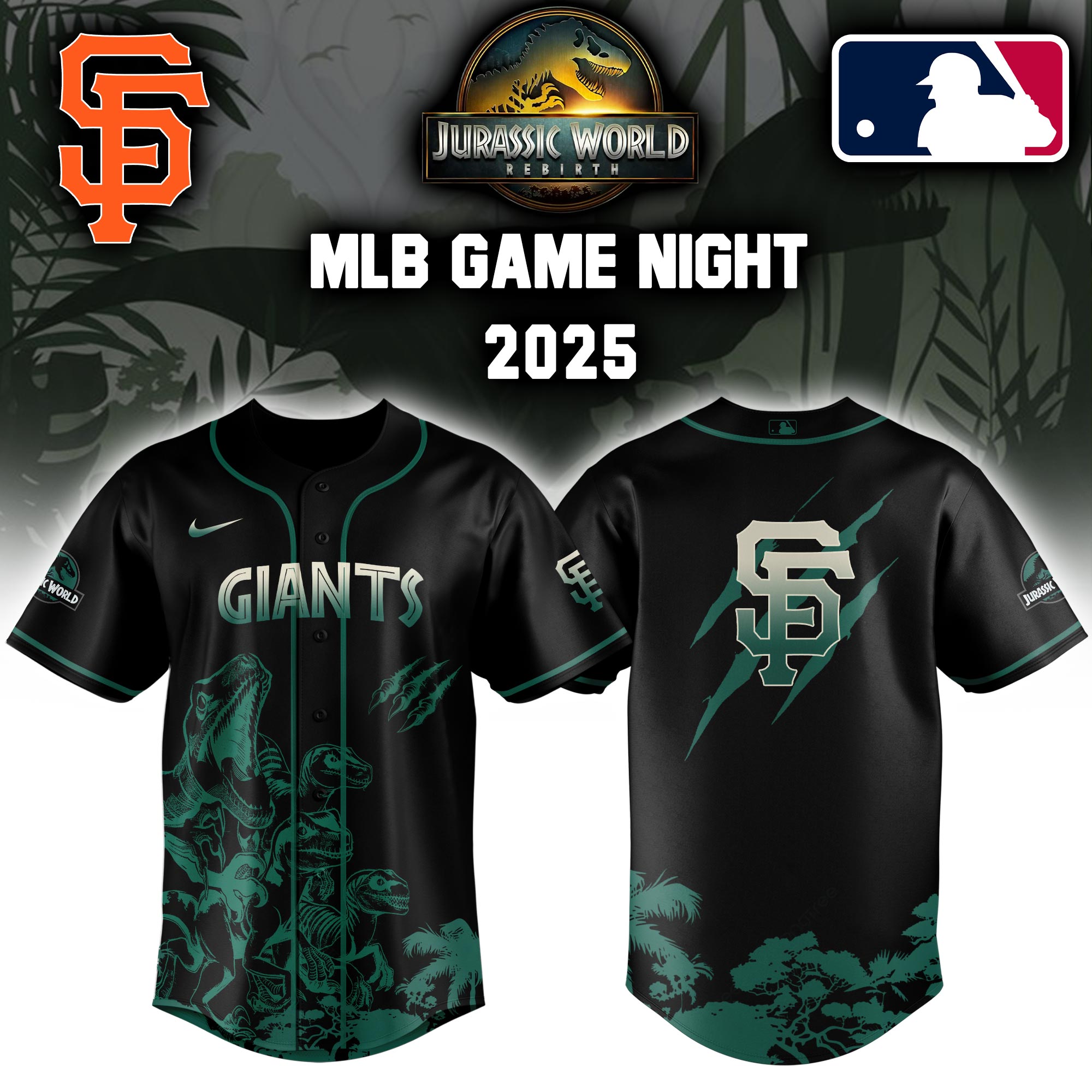 San Francisco Giants X Jurassic World Baseball Jersey Colab 2025 Editons Limited V2 PT70221