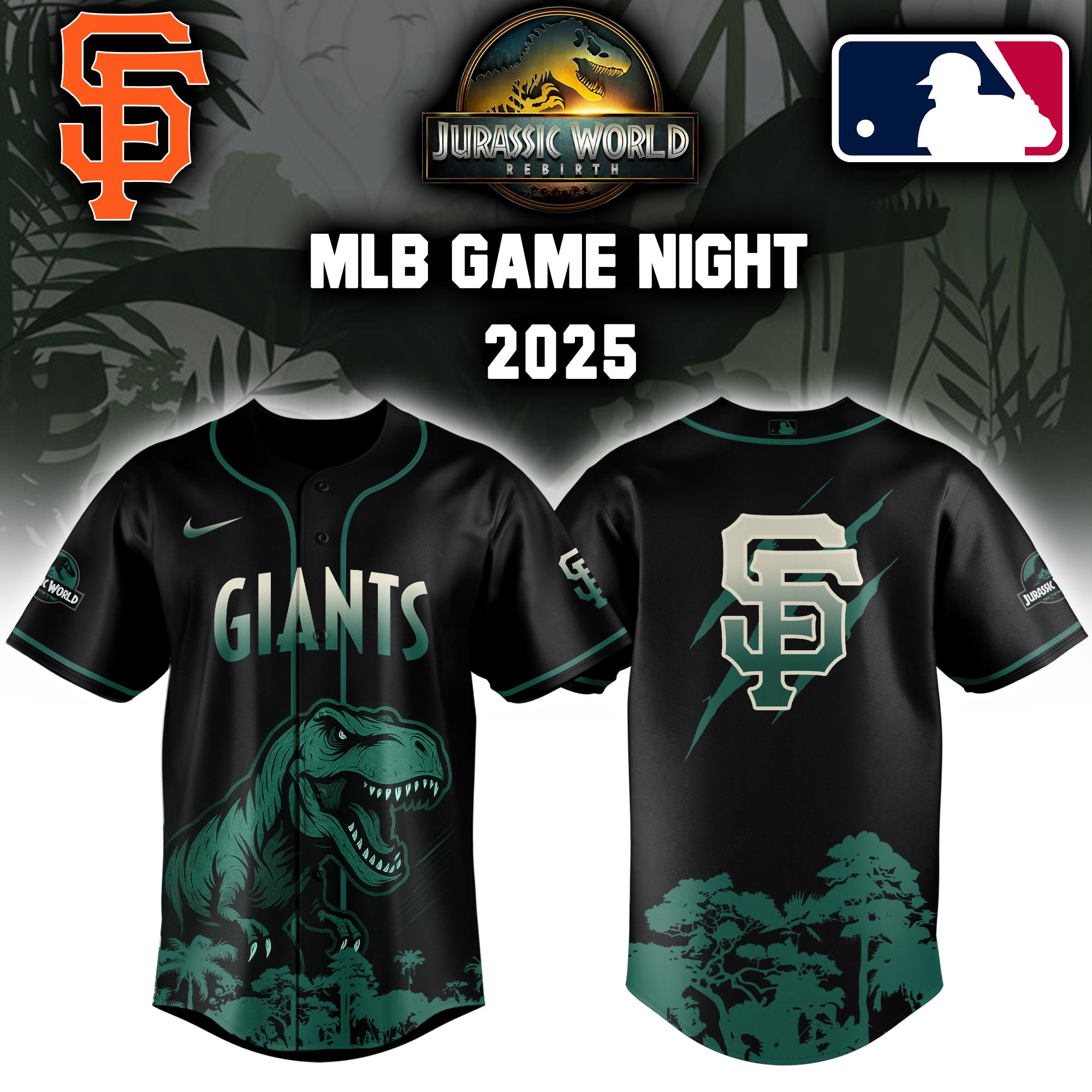 San Francisco Giants X Jurassic World Baseball Jersey Colab 2025 Editons Limited PT70220