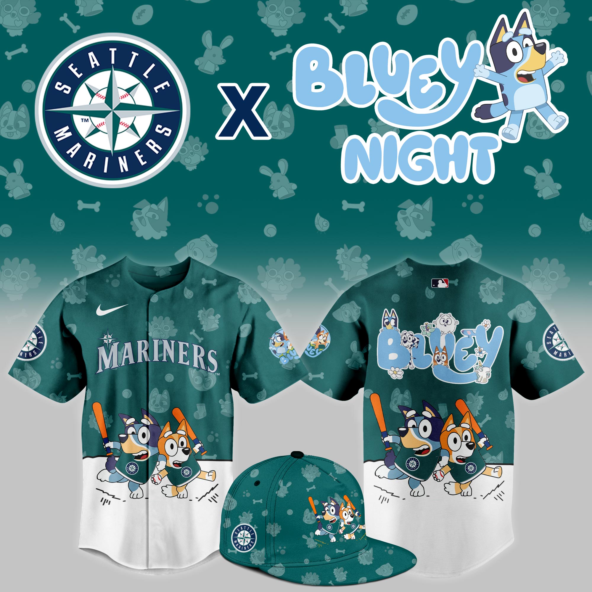 Seattle Mariners 2025 Bluey Theme Night Limited Jersey PT68364