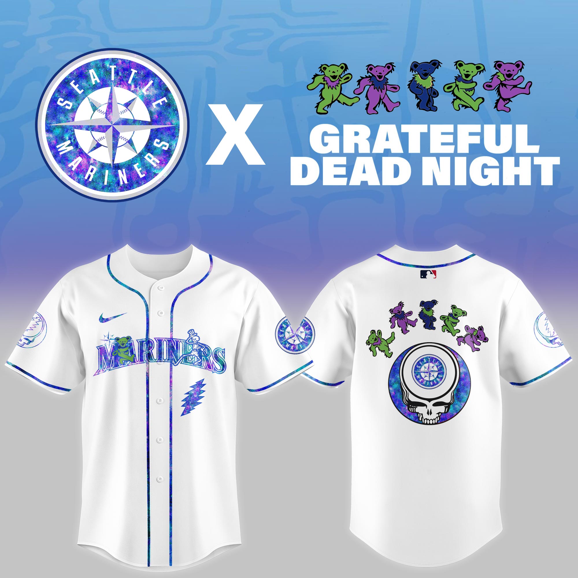 Seattle Mariners 2025 Grateful Dead Theme Night Limited Jersey PT68333