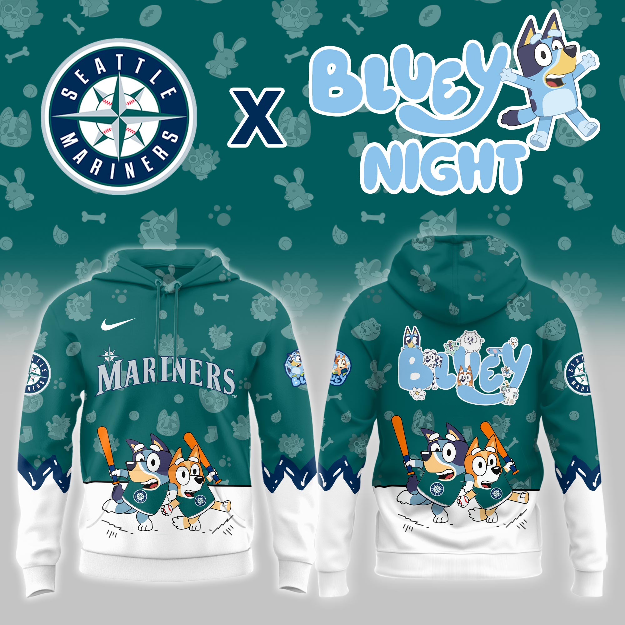 Seattle Mariners Bluey Theme Night Limited Hoodie PT68422