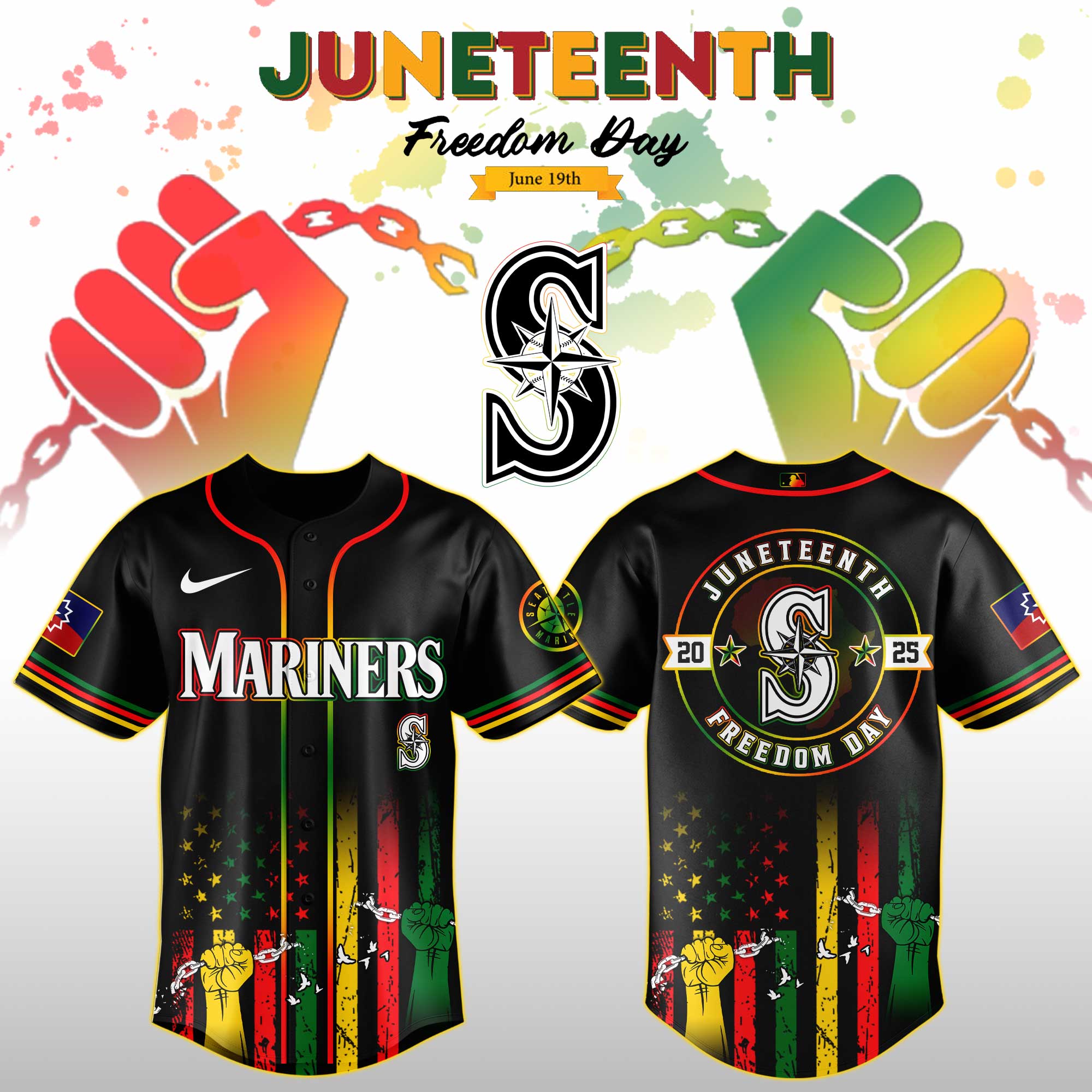 Seattle Mariners Mlb X Juneteenth Day Jersey Edition Jersey 2025 PT67743