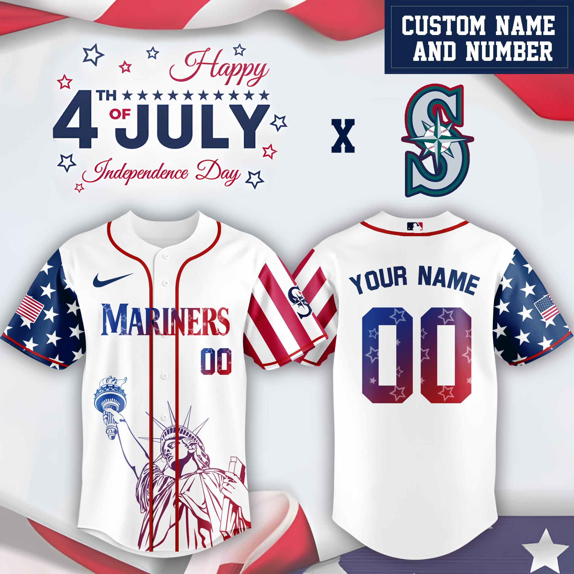 Seattle Mariners Special Independence Day Limited Edition Jersey #2 PT68901