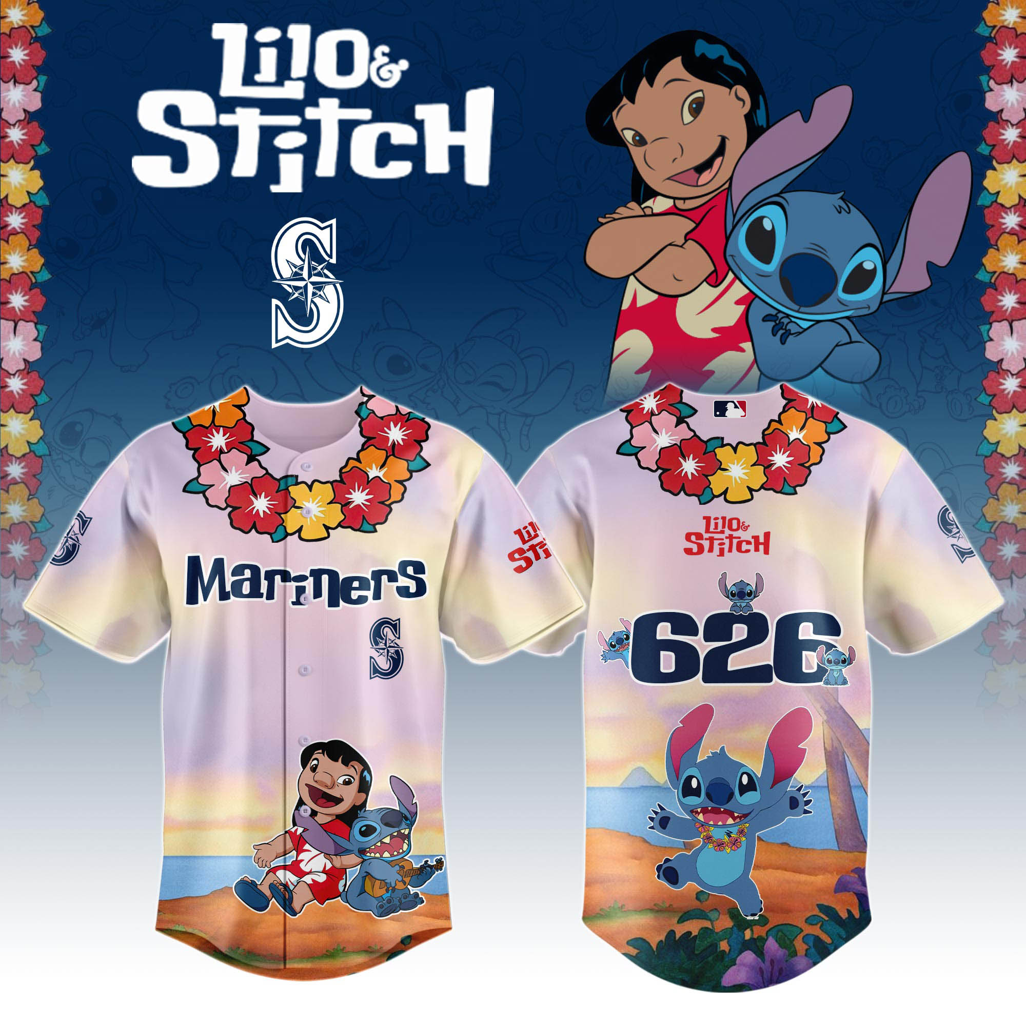 Seattle Mariners X Lilo & Stitch Special Edition Jersey 2025 MLB X Lilo & Stitch Jersey PT67929