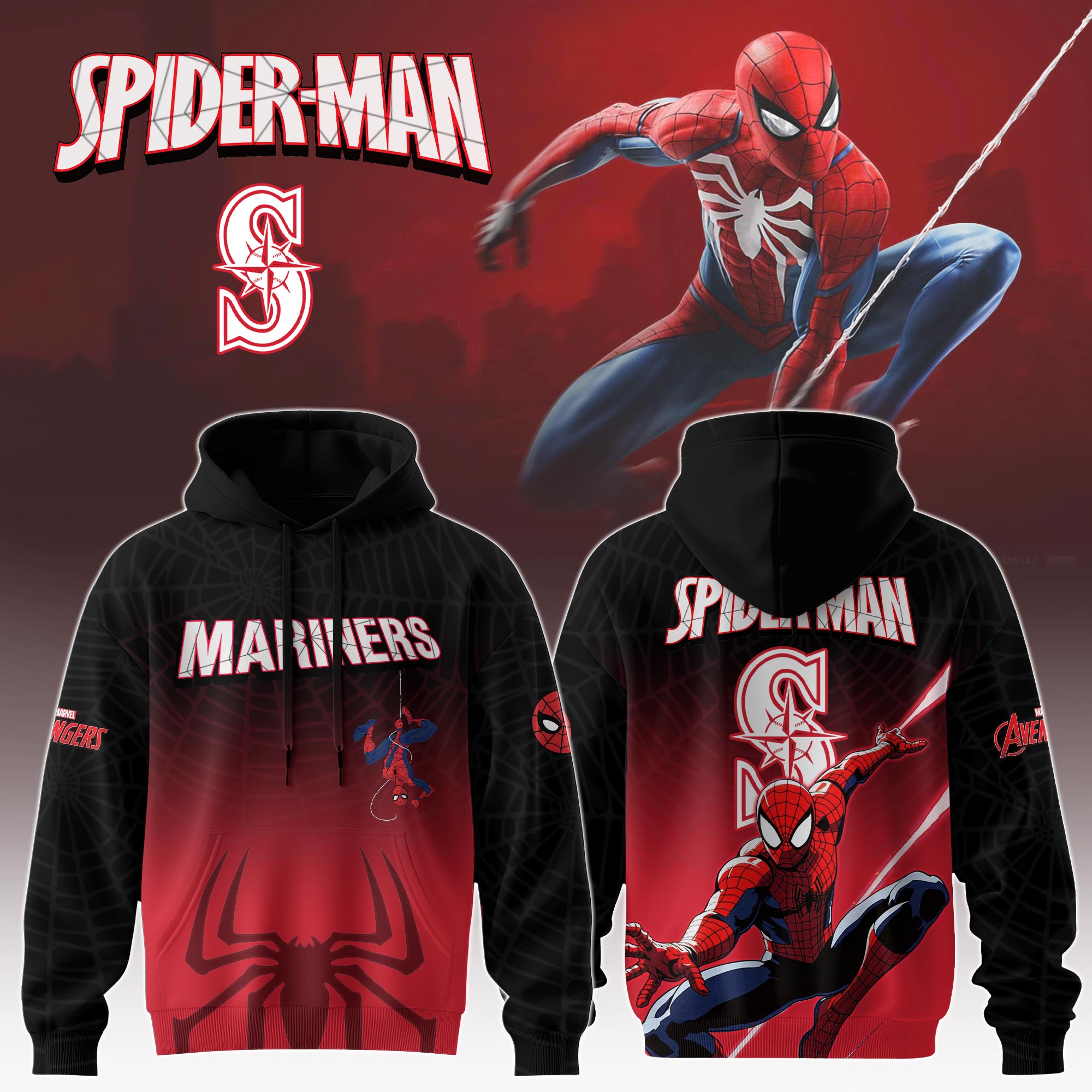 Seattle Mariners X Spider Man Game Night Special Edition Hoodie MS06528