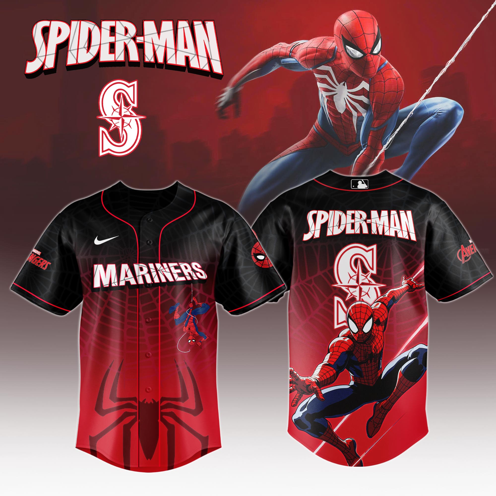 Seattle Mariners X Spider Man Game Night Special Edition Jersey MS06558