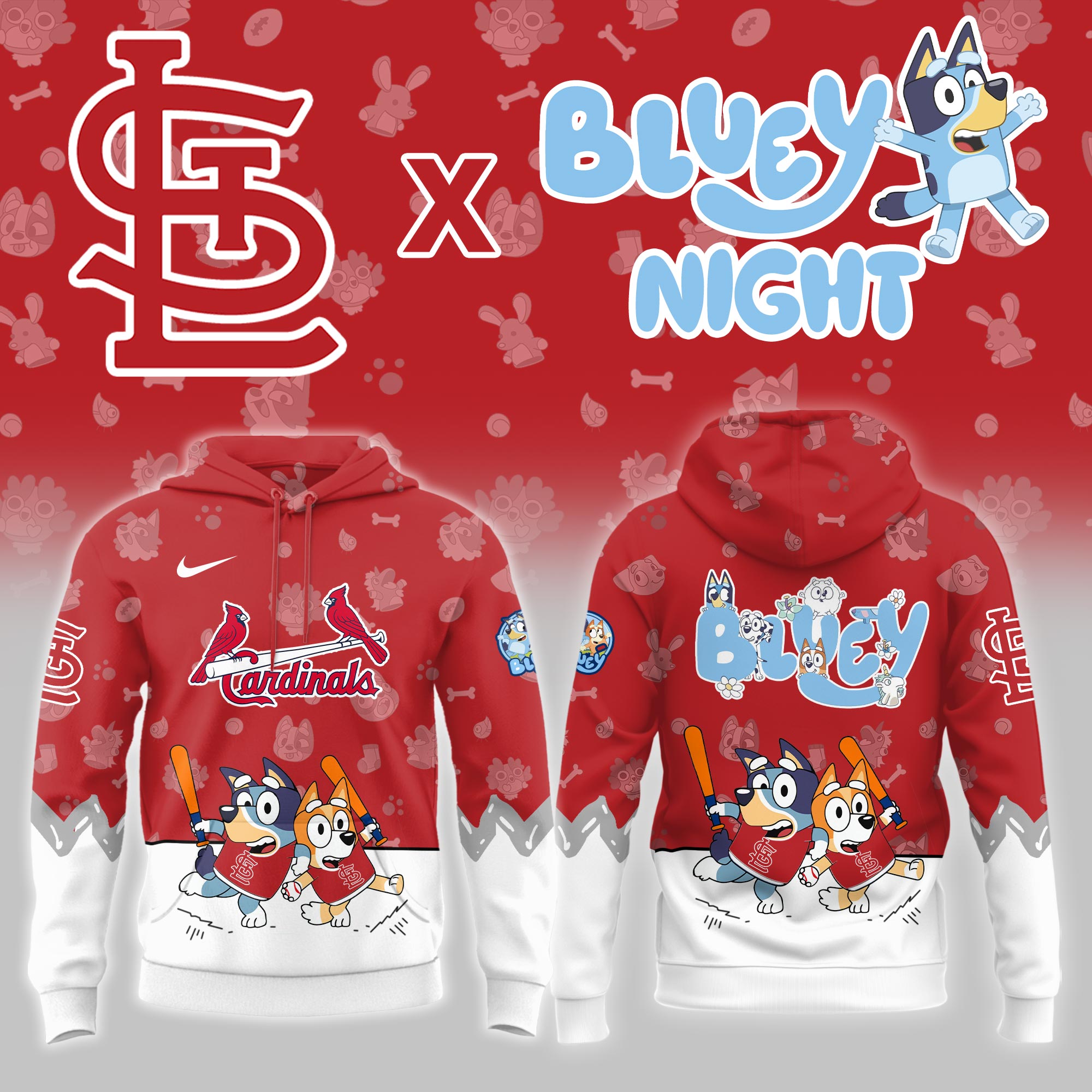 Stlouis Cardinals Bluey Night Game Limited Hoodie PT68423