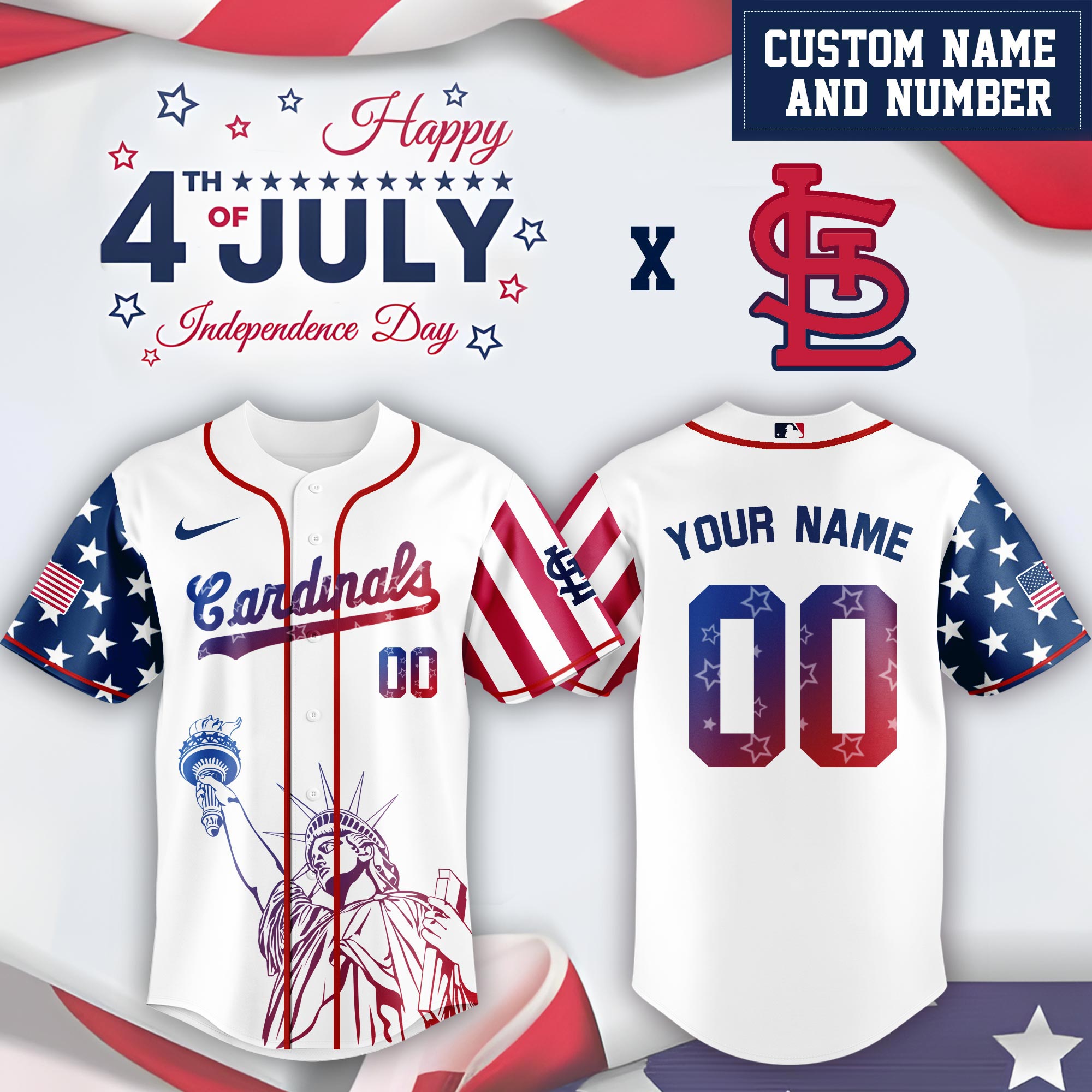Stlouis Cardinals Special Independence Day Limited Edition Jersey #2 PT68903