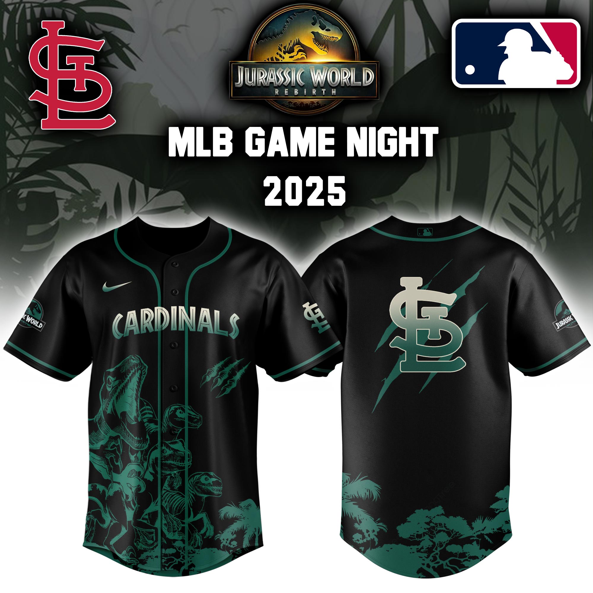 Stlouis Cardinals X Jurassic World Baseball Jersey Colab 2025 Editons Limited V2 PT70228