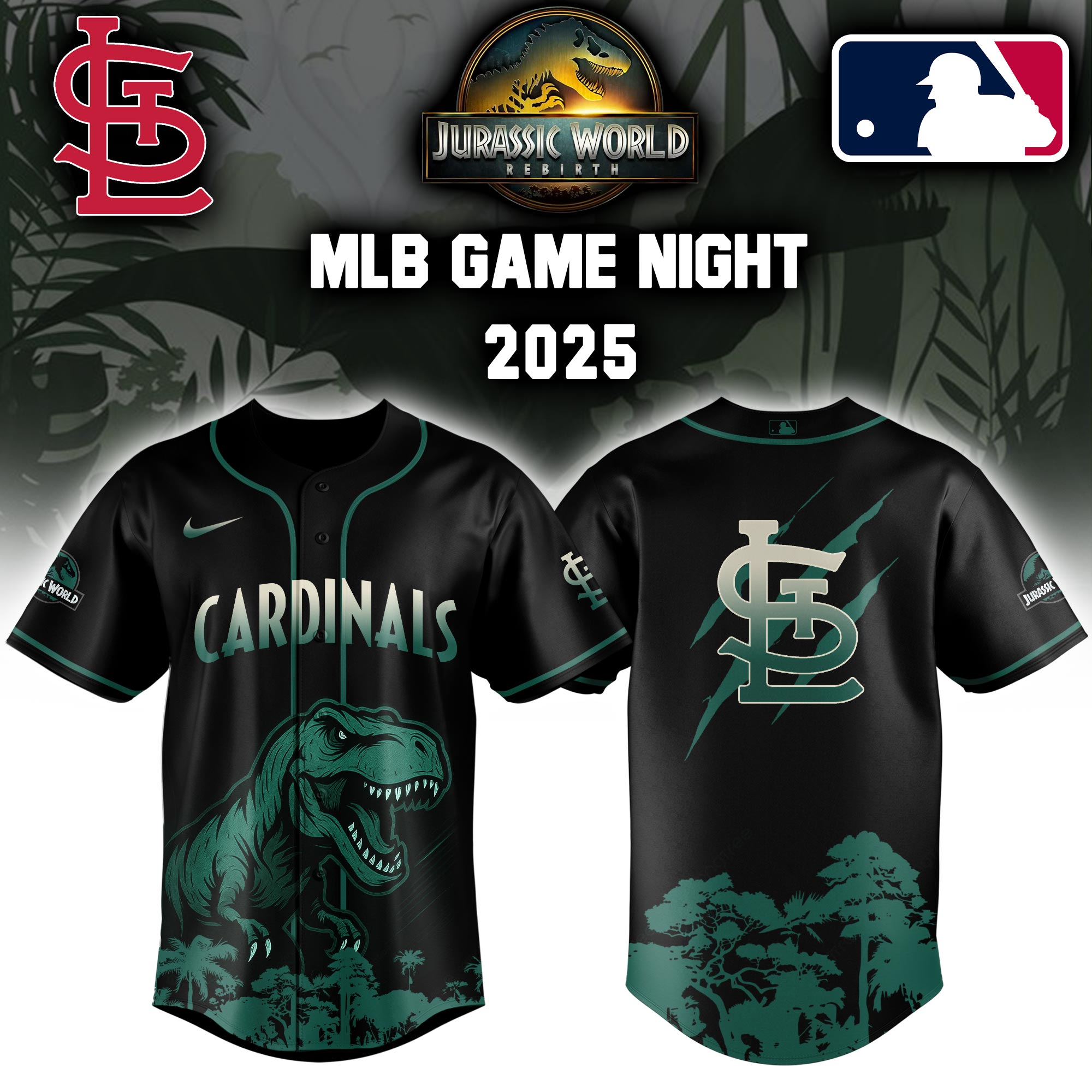 Stlouis Cardinals X Jurassic World Baseball Jersey Colab 2025 Editons Limited PT70227