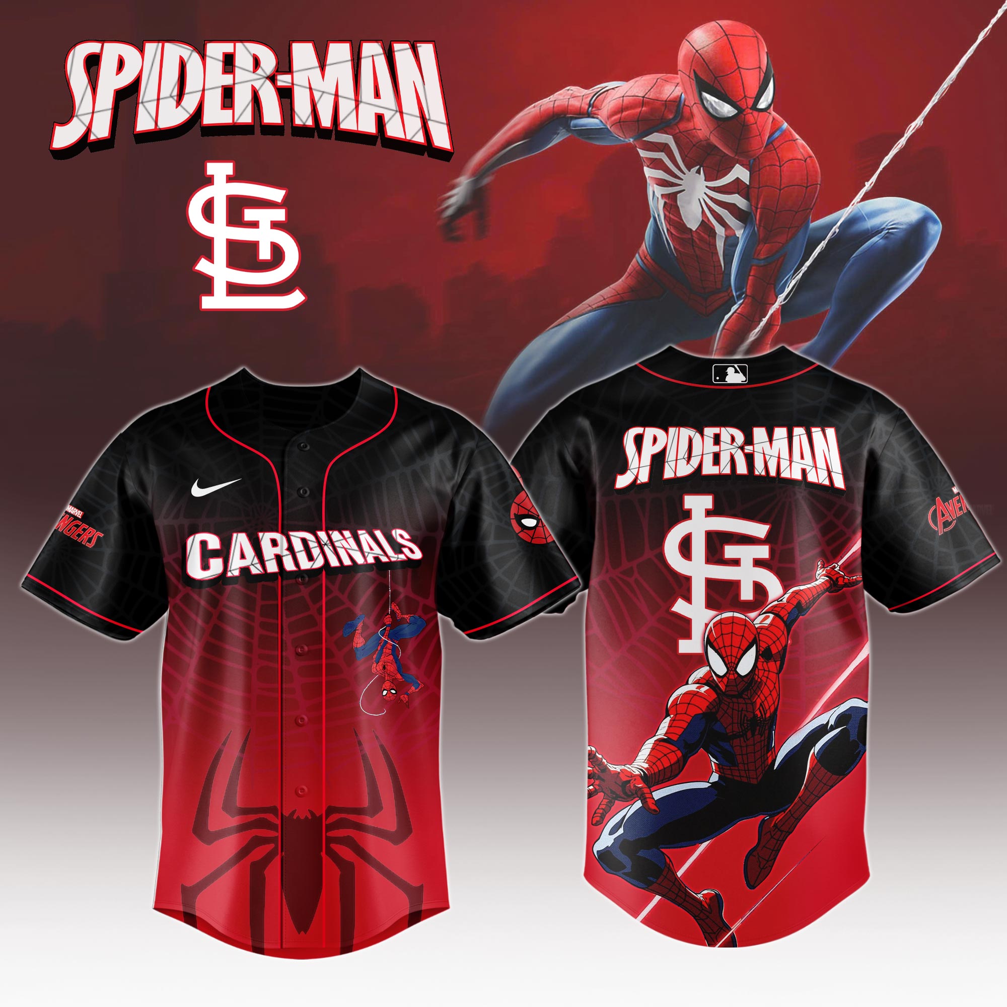 Stlouis Cardinals X Spider Man Game Night Special Edition Jersey MS06559
