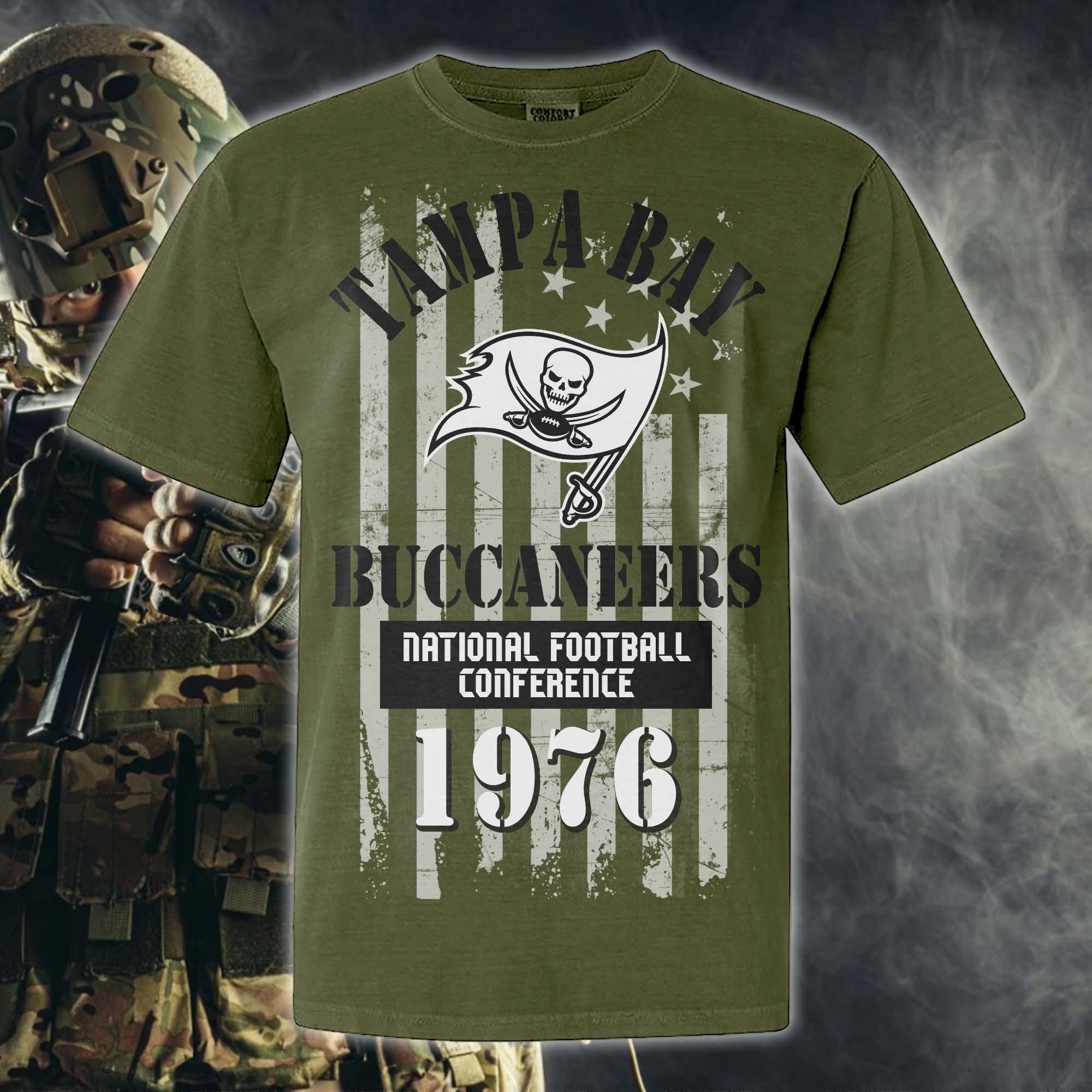 Tampa Bay Buccaneers Green Armed Forces NFL T-shirt PT67870