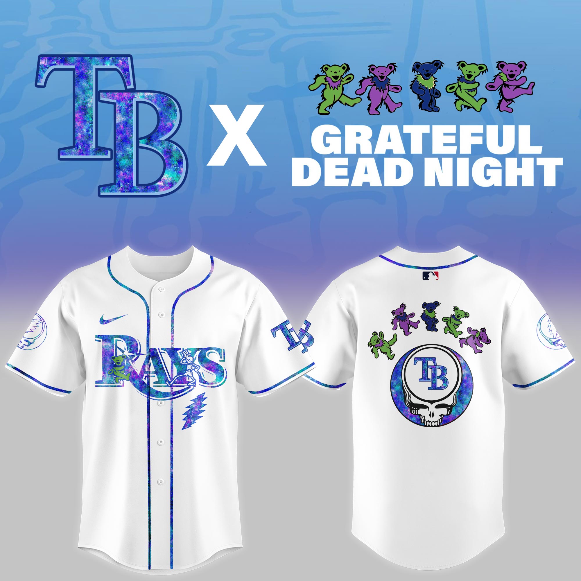 Tampa Bay Rays 2025 Grateful Dead Night Limited Jersey PT68335
