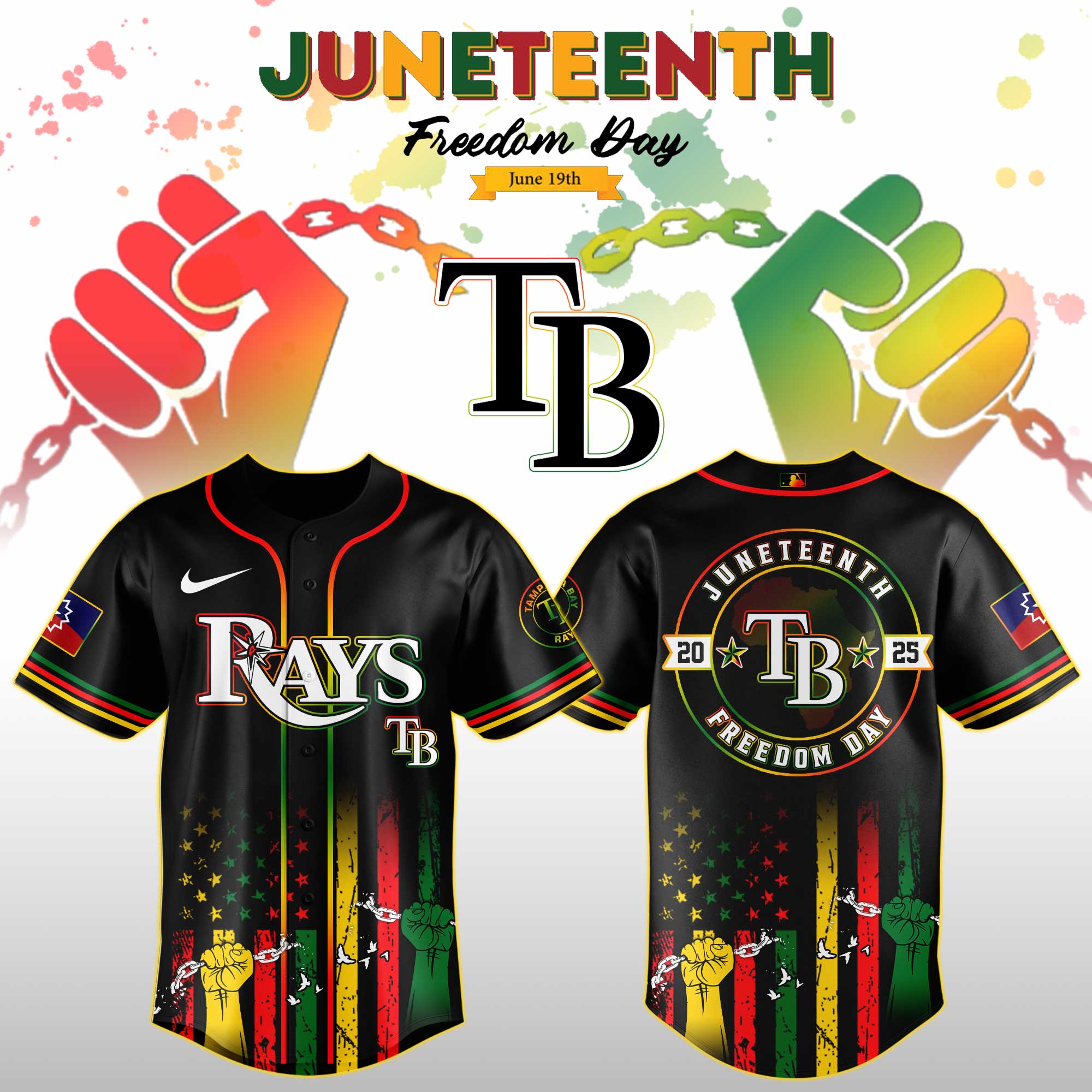 Tampa Bay Rays Mlb X Juneteenth Day Jersey Edition Jersey 2025 PT67745