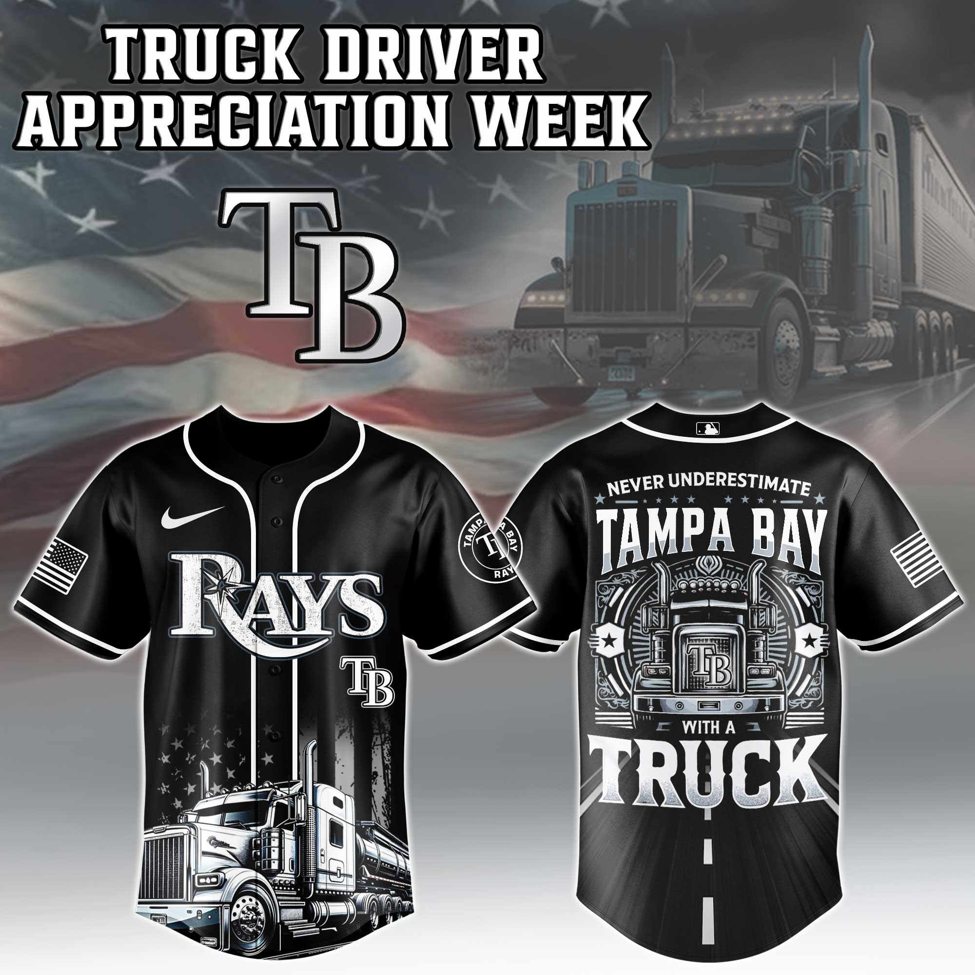 Tampa Bay Rays Mlb X Nation Truck Driver Appreciation Week Limited Edition Jersey 2025 PT68120