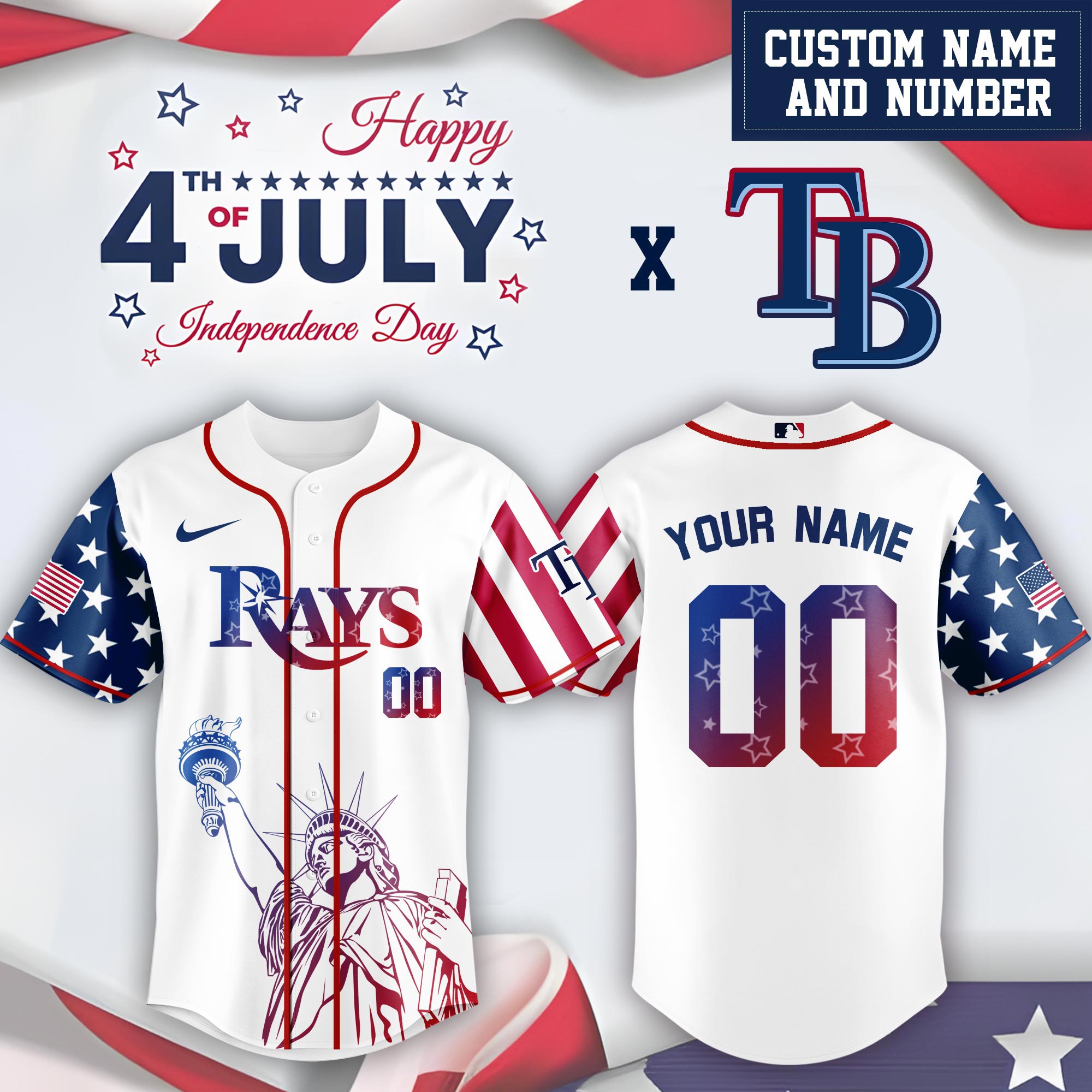 Tampa Bay Rays Special Independence Day Limited Edition Jersey #2 PT68905