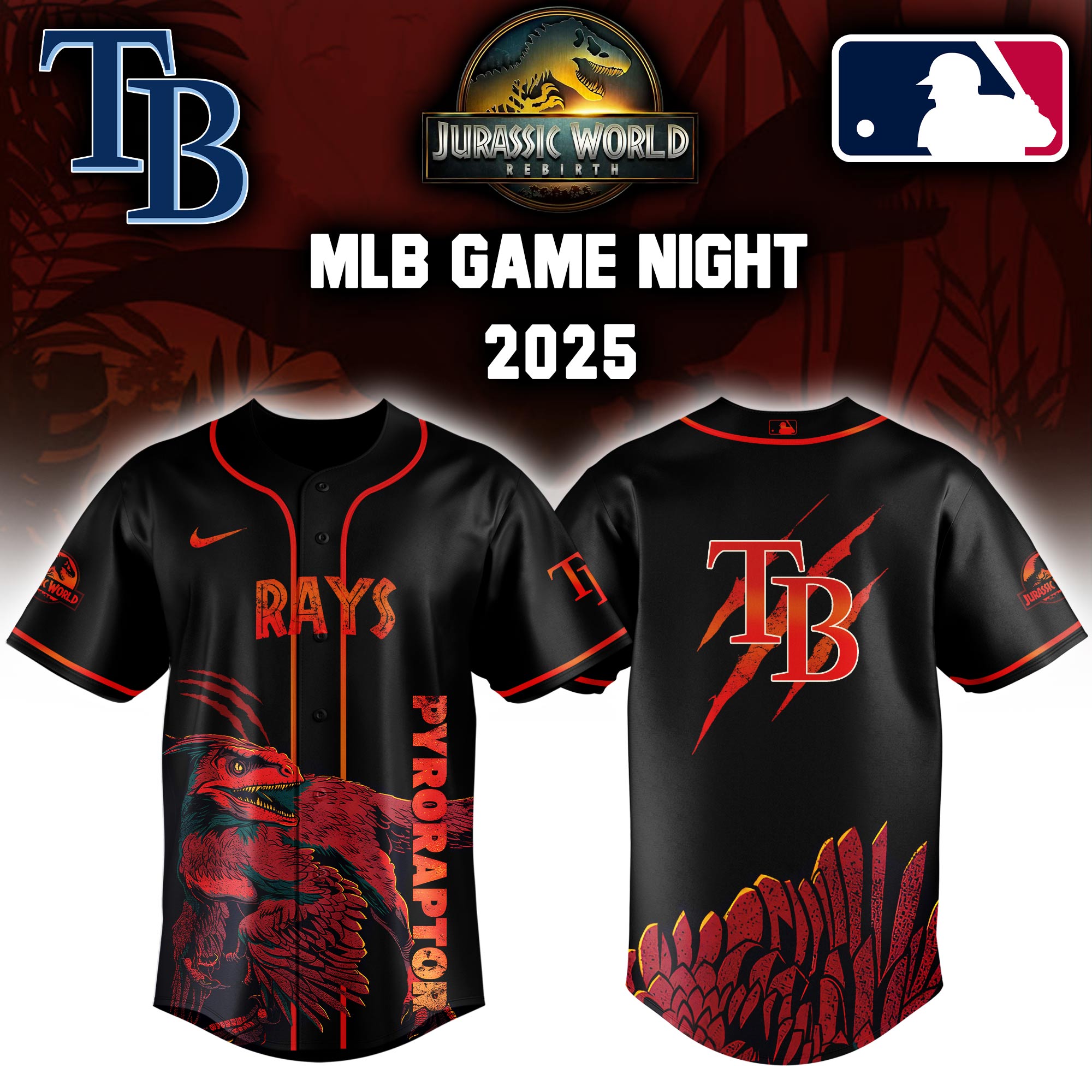 Tampa Bay Rays X Jurassic World Baseball Jersey Colab 2025 Editons Limited V3 PT70233