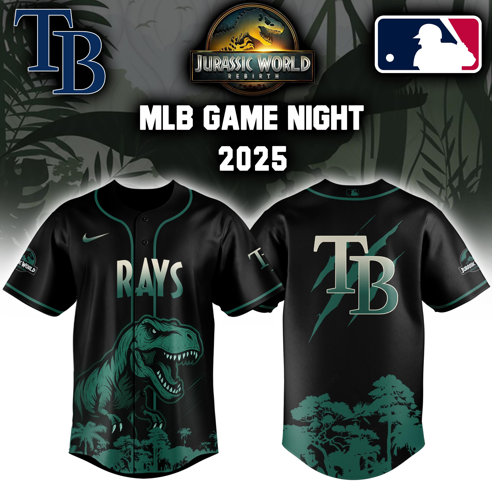 Tampa Bay Rays X Jurassic World Baseball Jersey Colab 2025 Editons Limited PT70231
