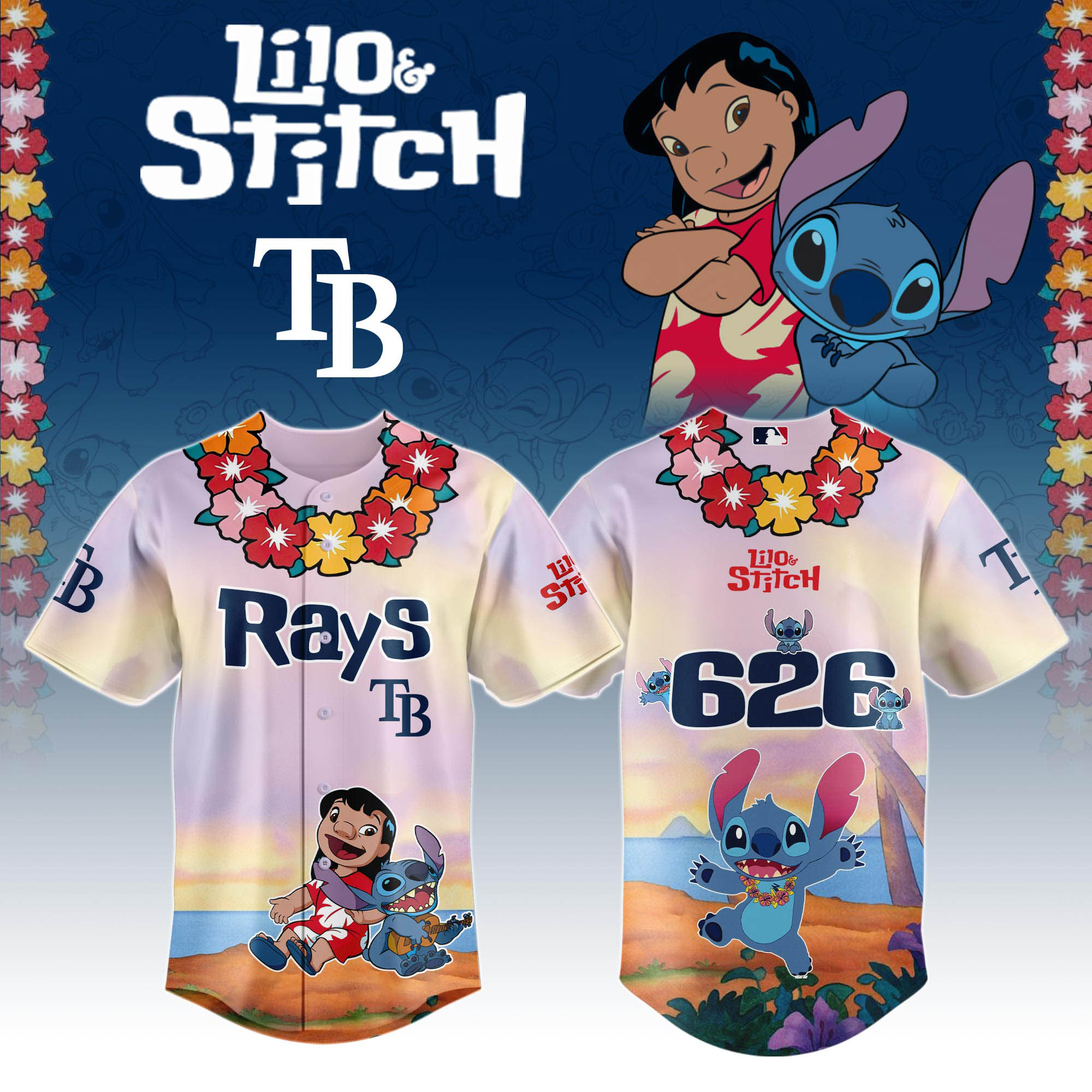 Tampa Bay Rays X Lilo & Stitch Special Edition Jersey 2025 MLB X Lilo & Stitch Jersey PT67931
