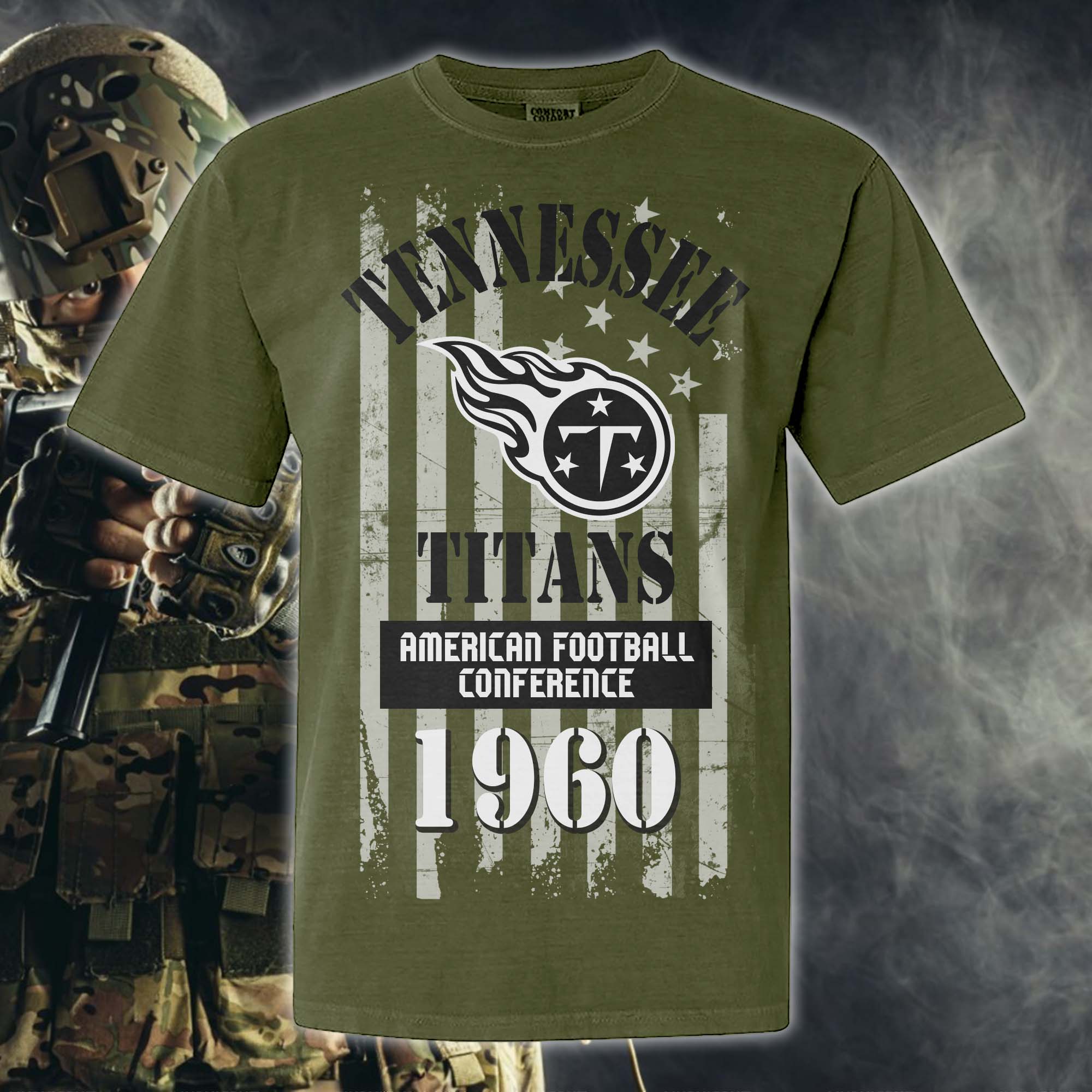 Tennessee Titans Green Armed Forces NFL T-shirt PT67871
