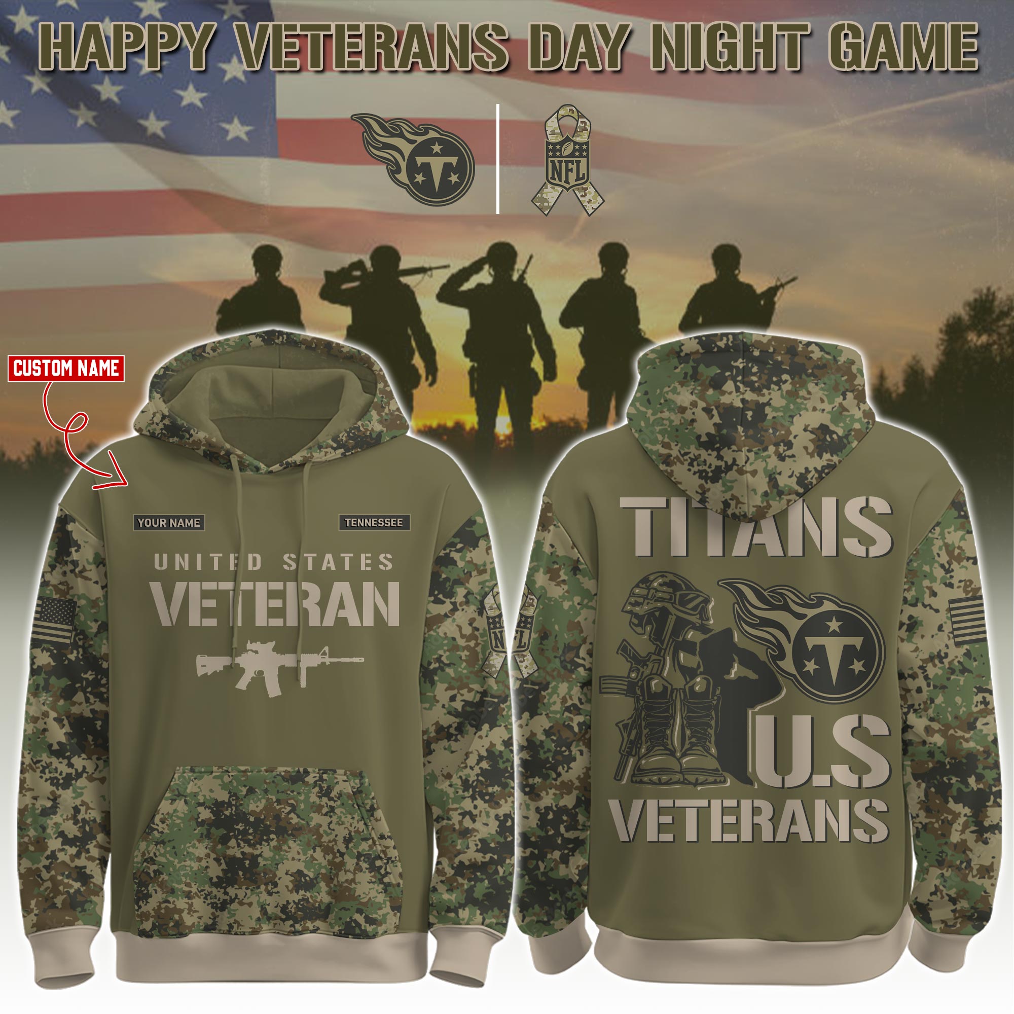 Tennessee Titans Veteran Day 2025 Hoodie Limited Edions PT76128