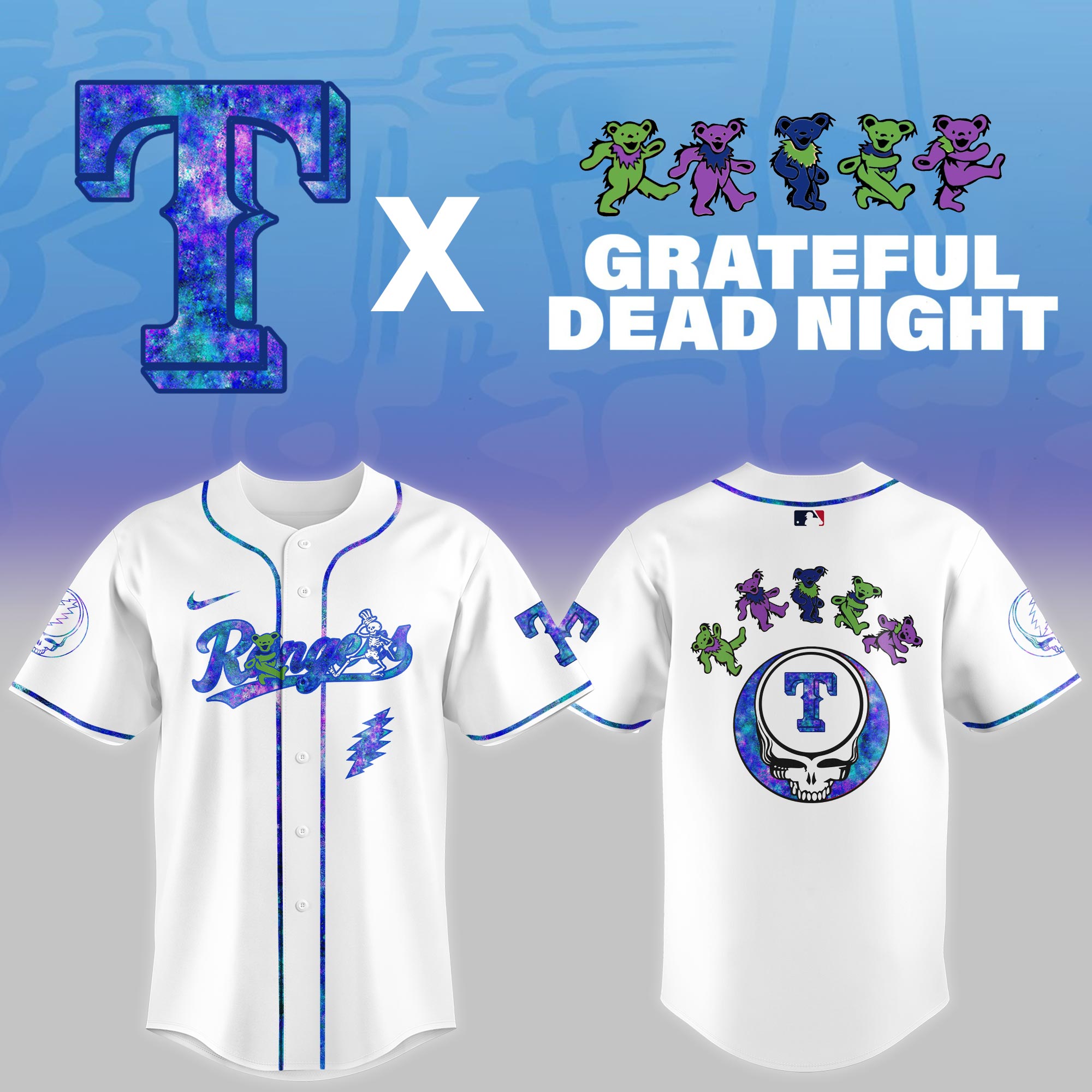 Texas Rangers 2025 Grateful Dead Night Limited Jersey PT68336
